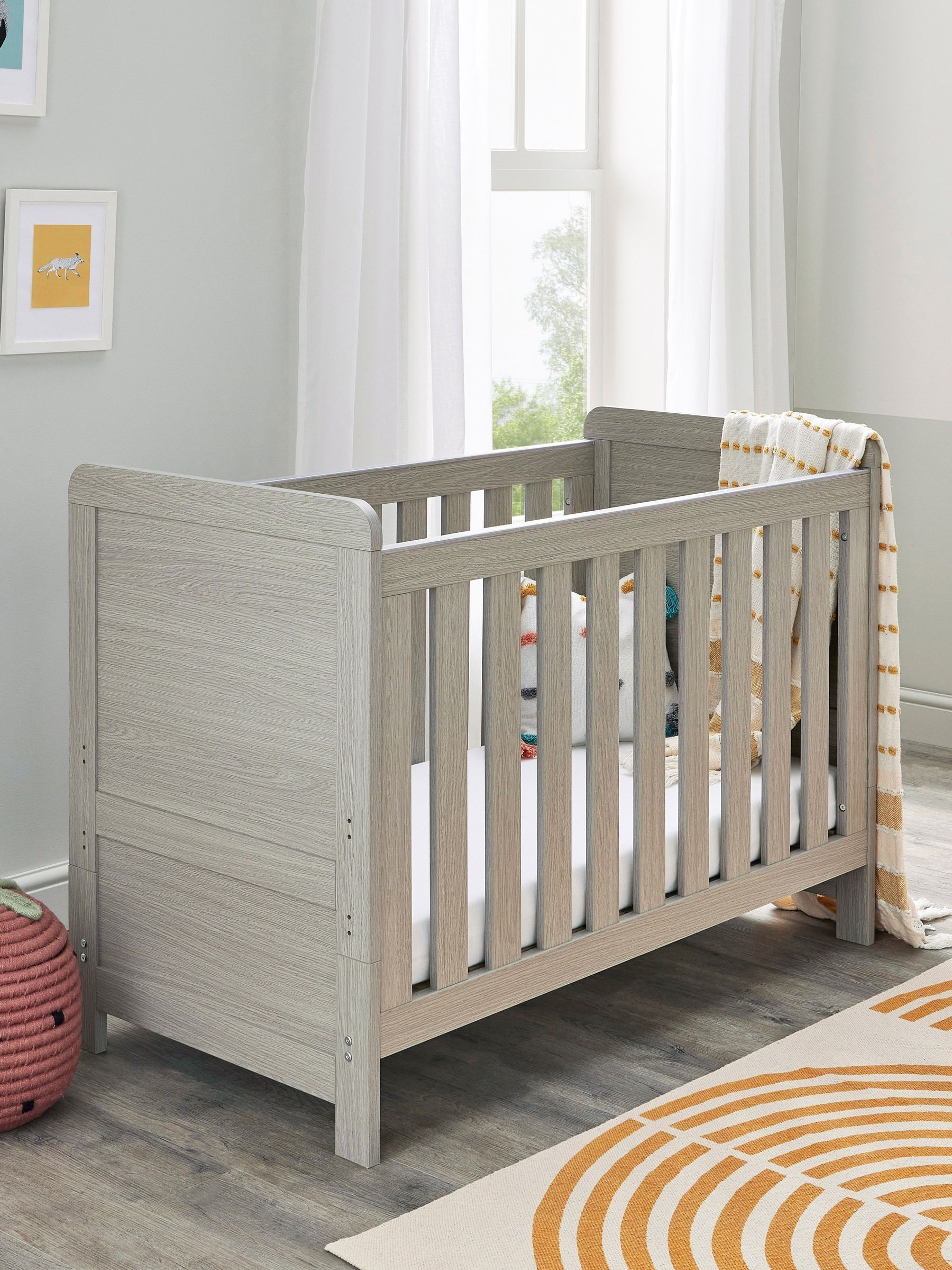 Babymore Grey Wash Caro Mini Cot Bed - Image 1 of 4