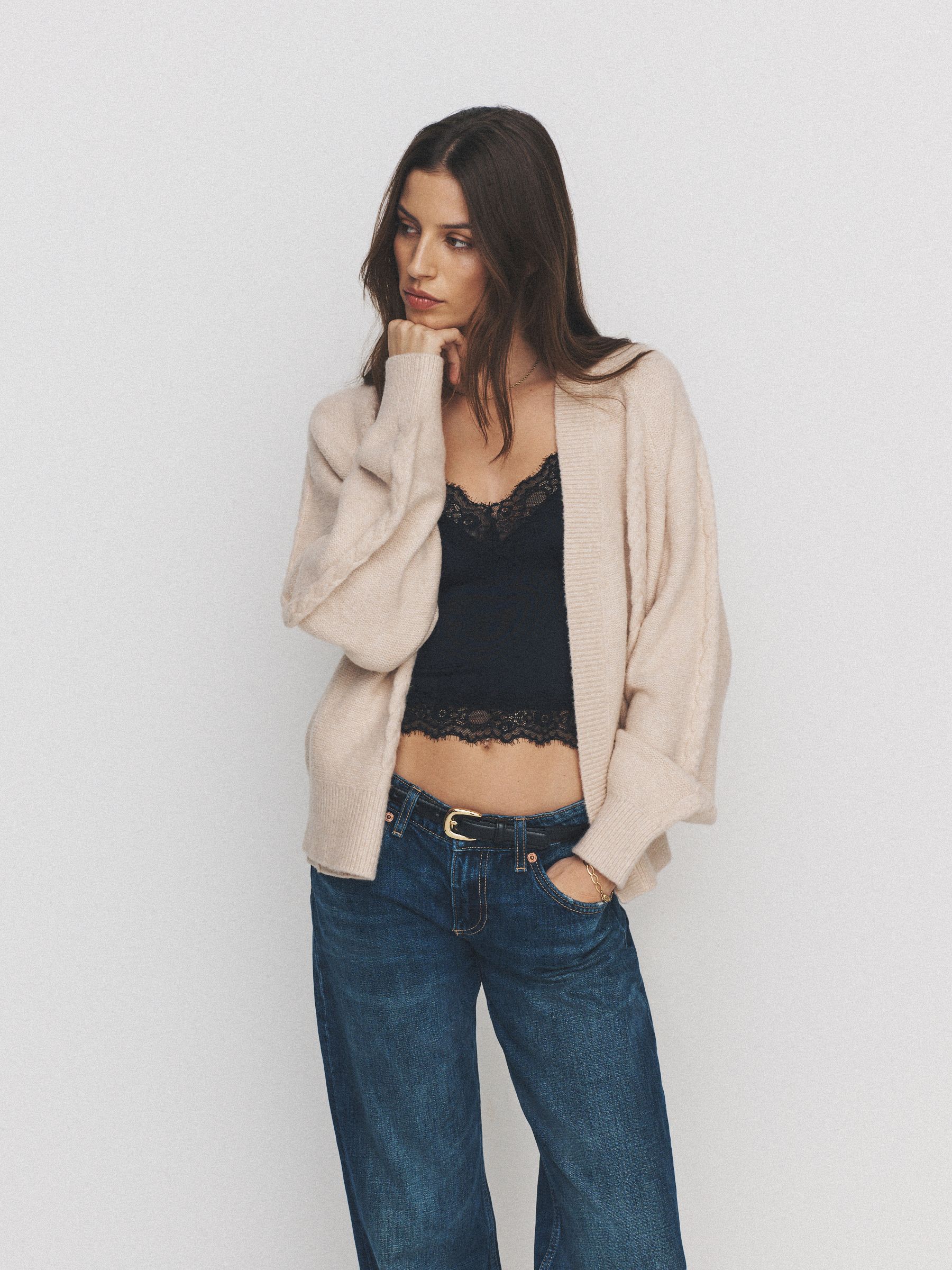 Cream/Black 2 Pack Knitted Cable Cardigans - Image 1 of 6