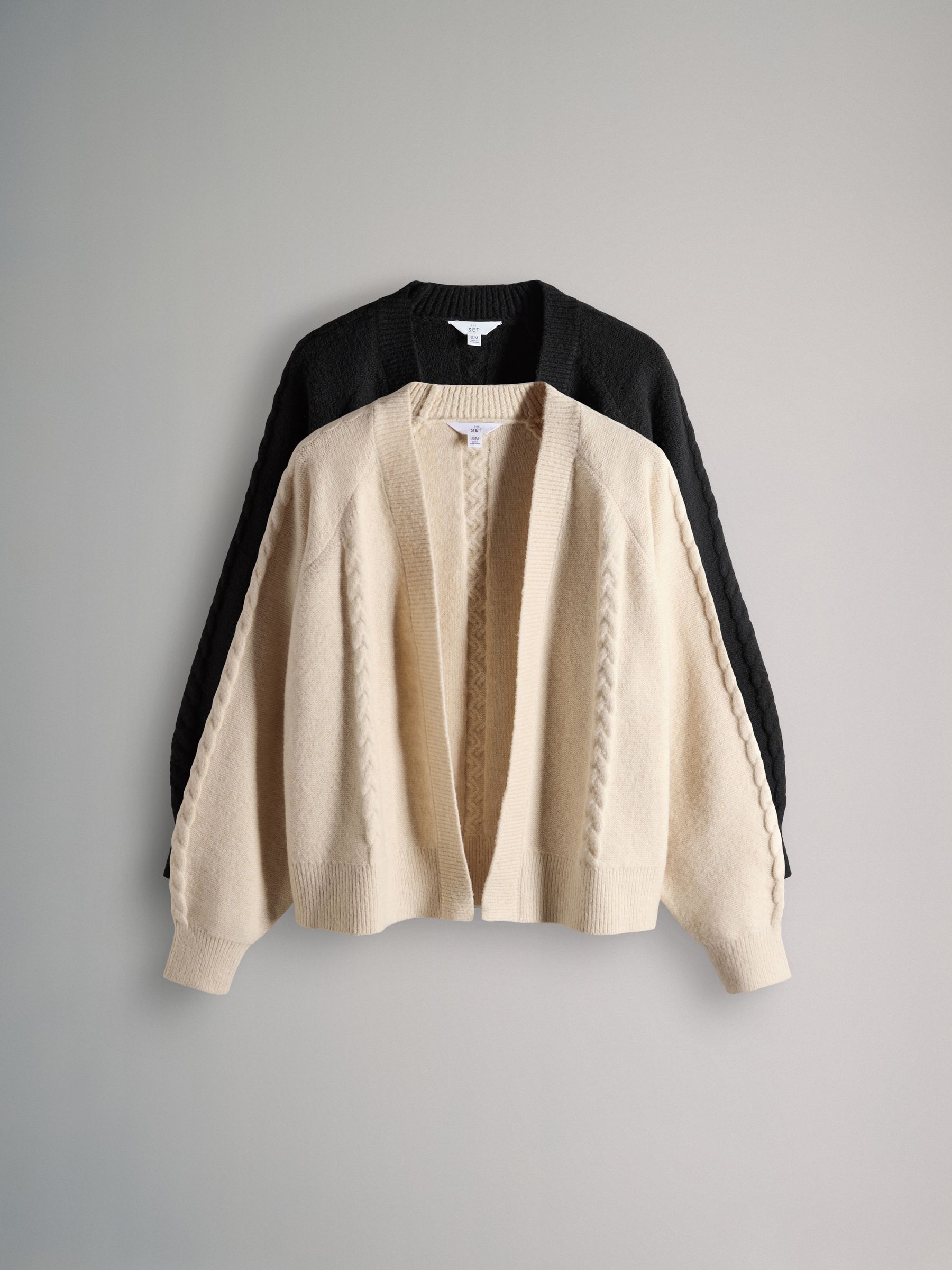 Cream/Black 2 Pack Knitted Cable Cardigans - Image 2 of 6
