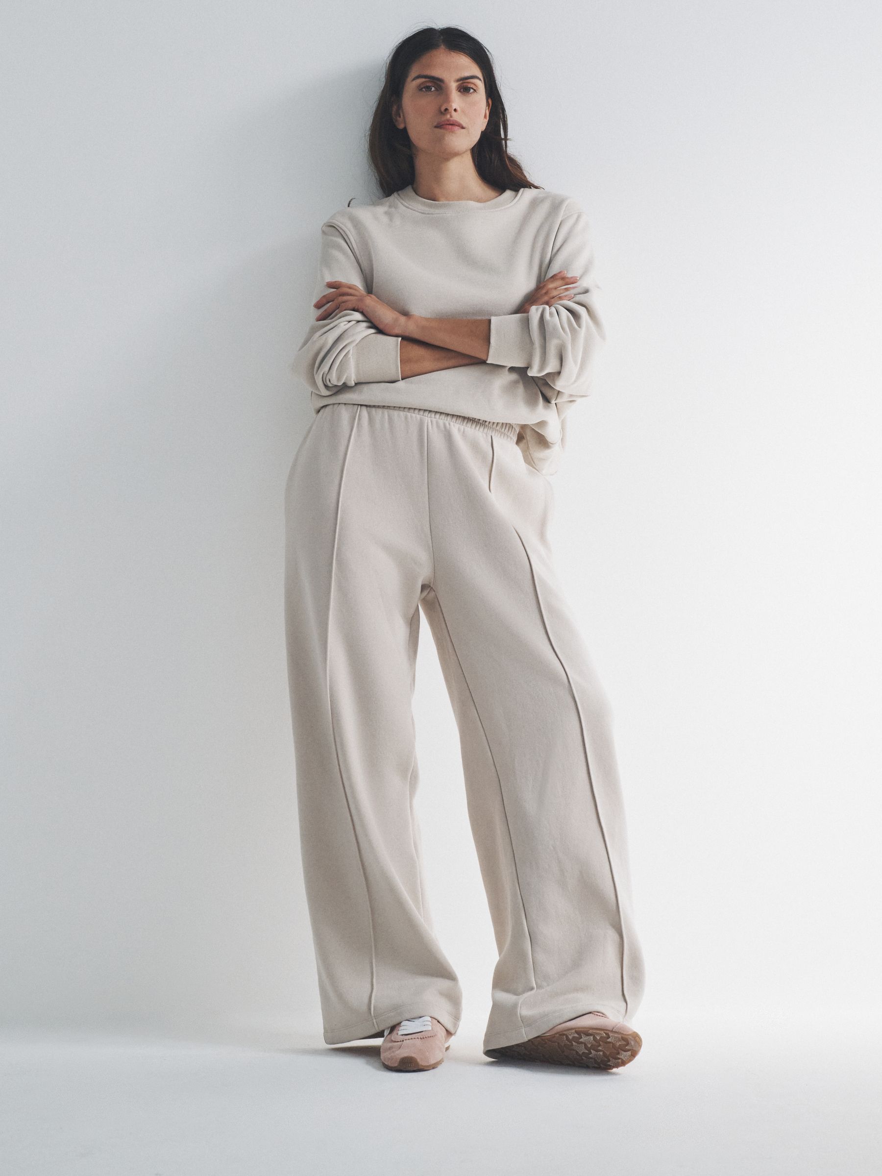 Navy/Stone - 2 Pack Pintuck Wide Leg Joggers - Image 1 of 9