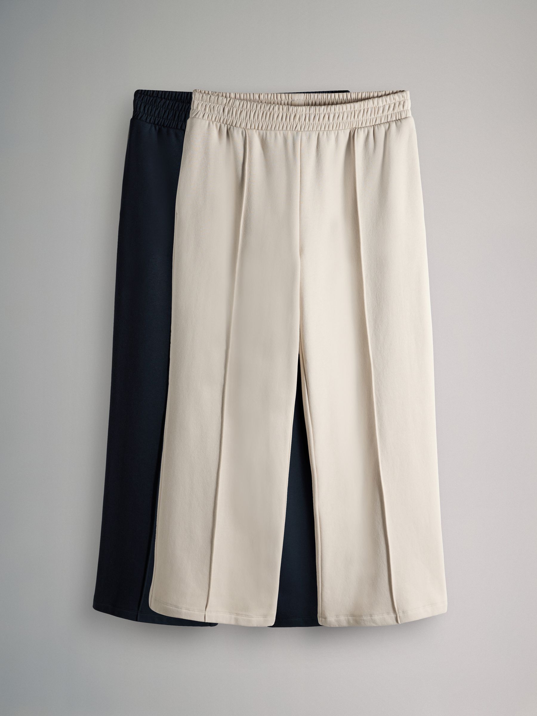 Navy/Stone - 2 Pack Pintuck Wide Leg Joggers - Image 2 of 9