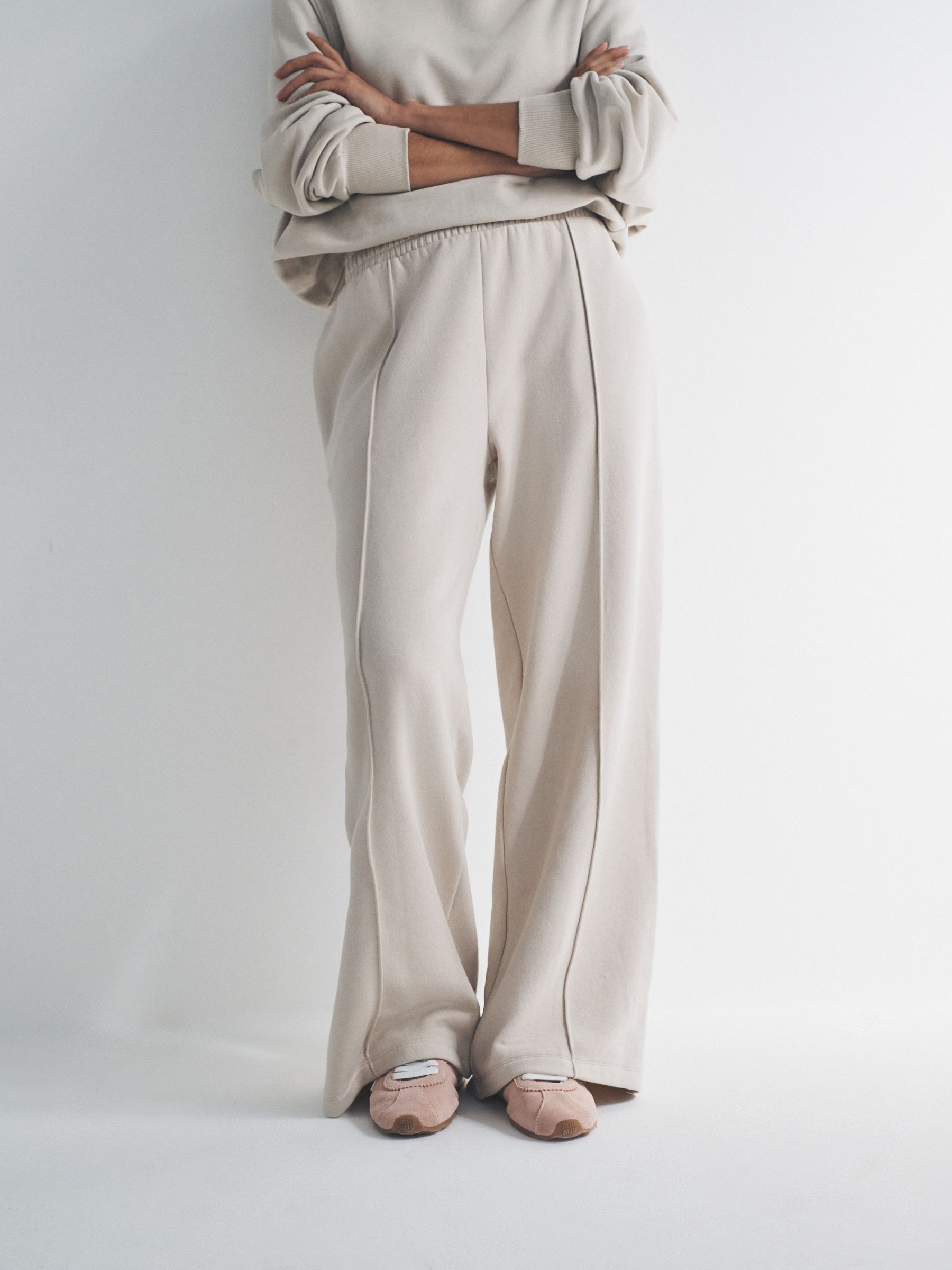 Navy/Stone - 2 Pack Pintuck Wide Leg Joggers - Image 3 of 9