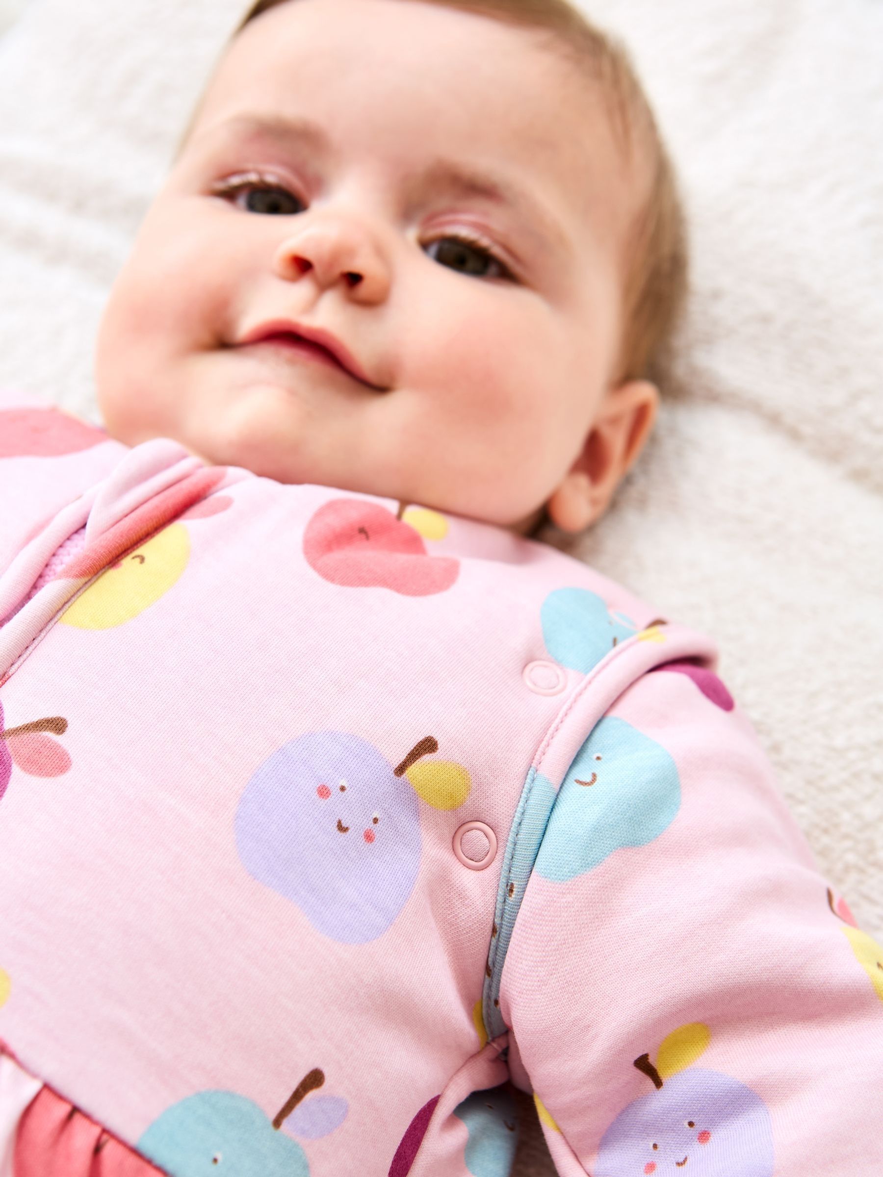 Pink Happy Apples 3.5 Tog Baby Sleeping Bag - Image 2 of 2 Pink Happy Apples 3.5 Tog Baby Sleeping Bag - Image 2 of 2