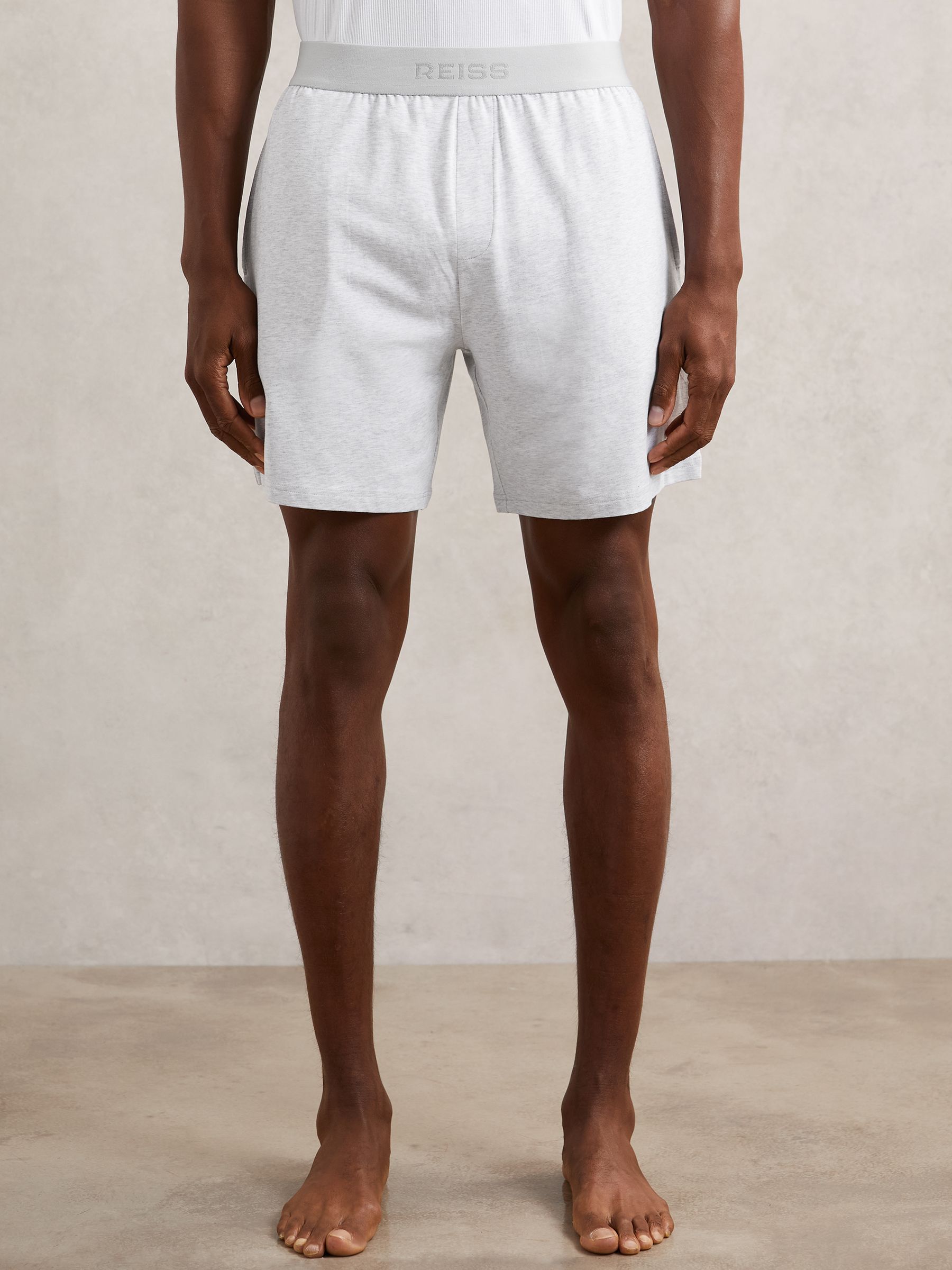 Cotton Jersey Logo-Waistband Shorts with Stretch in Soft Grey - Image 3 of 6