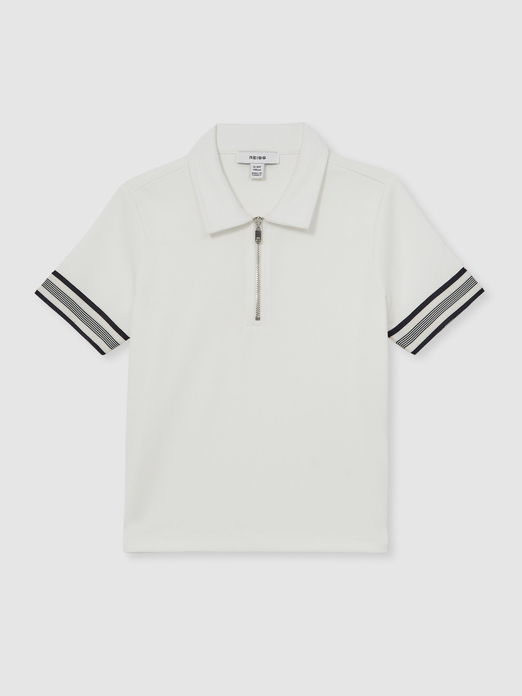3-9 yrs Textured Half Zip Polo Shirt in White - Image 2 of 4