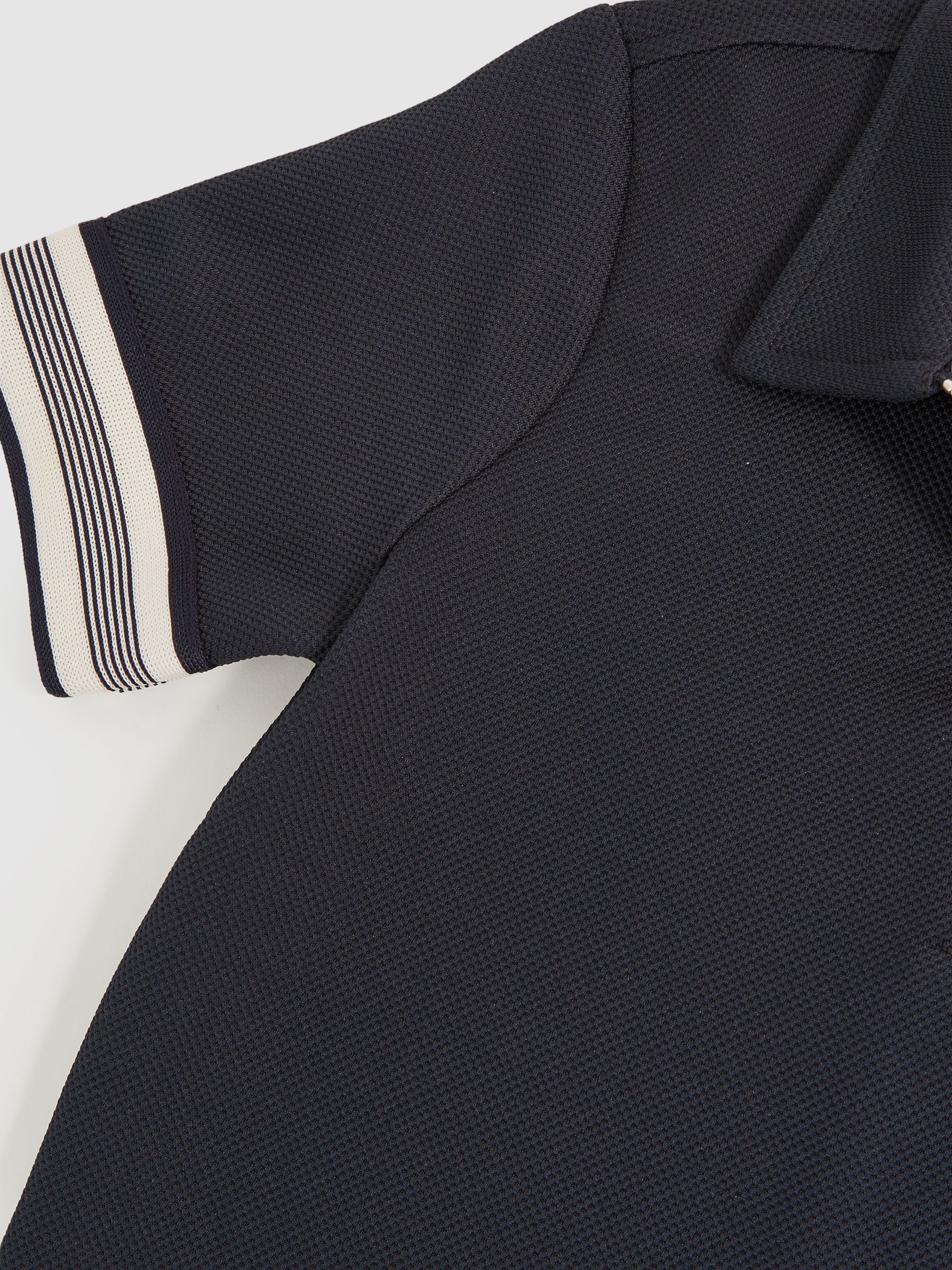 3-9 yrs Textured Half Zip Polo Shirt in Navy Blue - Image 4 of 4