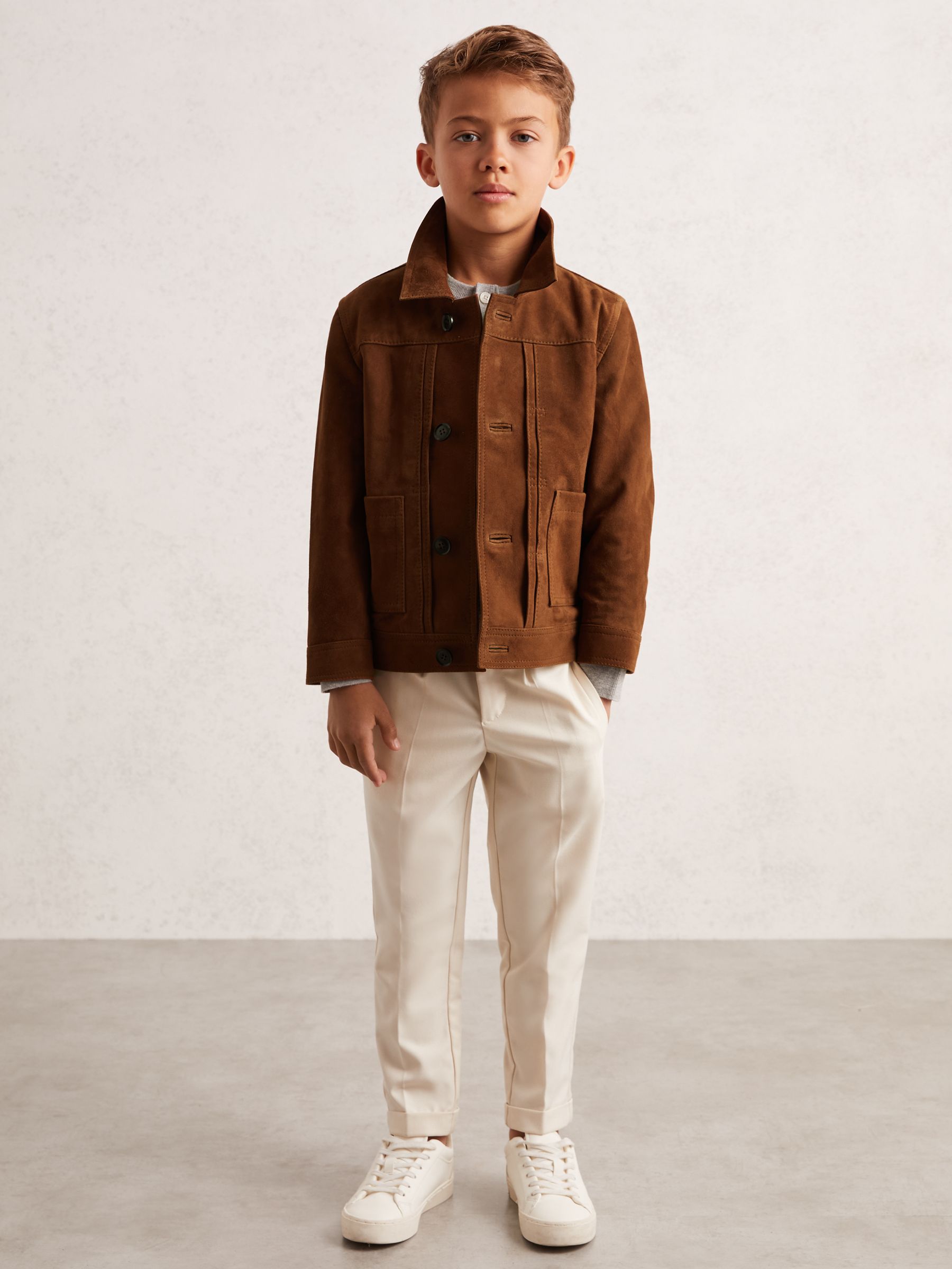 Suede Worker Jacket in Tobacco Brown - Image 3 of 4