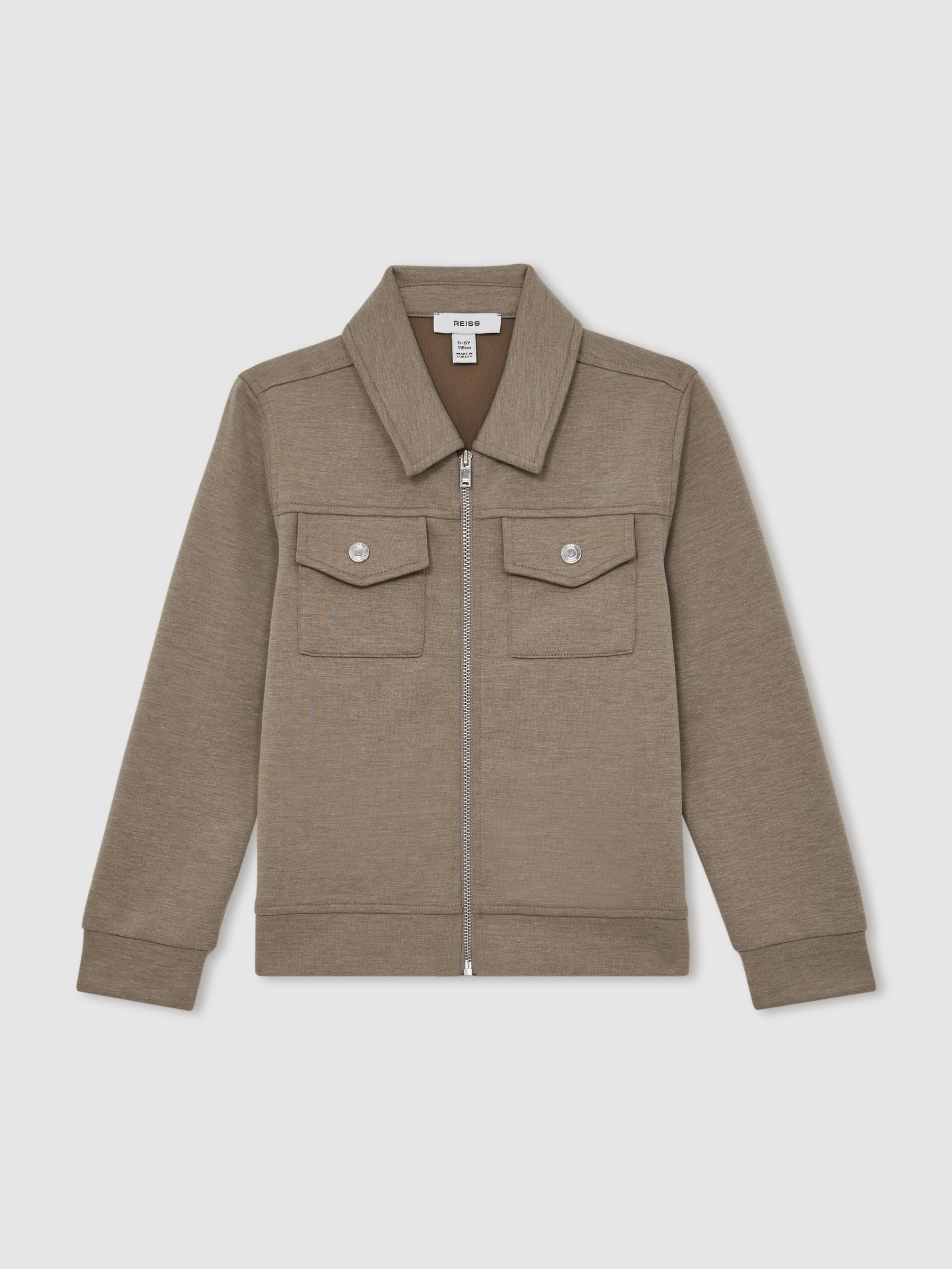 3-9 yrs Interlock Zip-Through Overshirt in Taupe Brown - Image 2 of 4