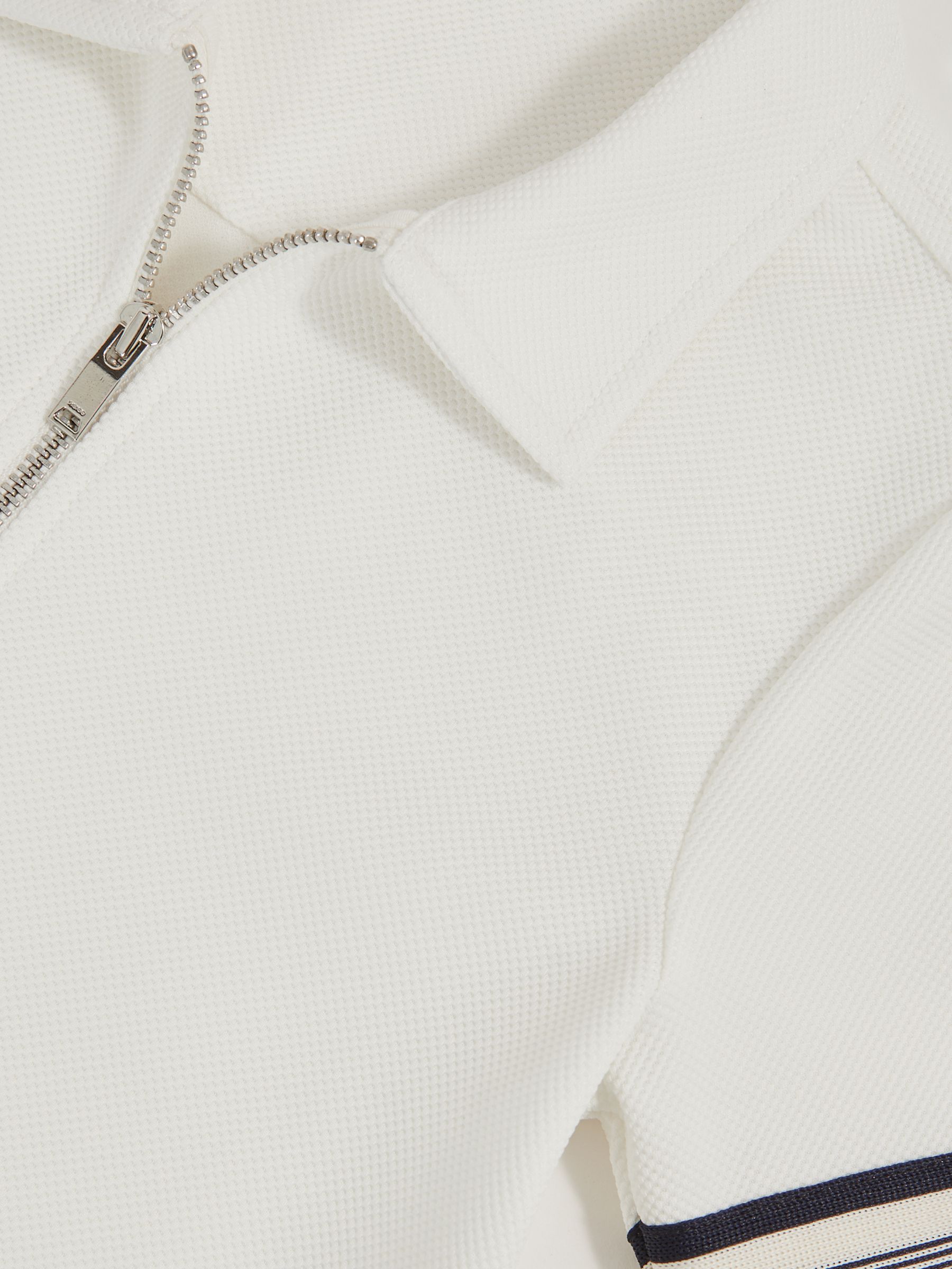 13-14 yrs Textured Half Zip Polo Shirt in White - Image 4 of 4