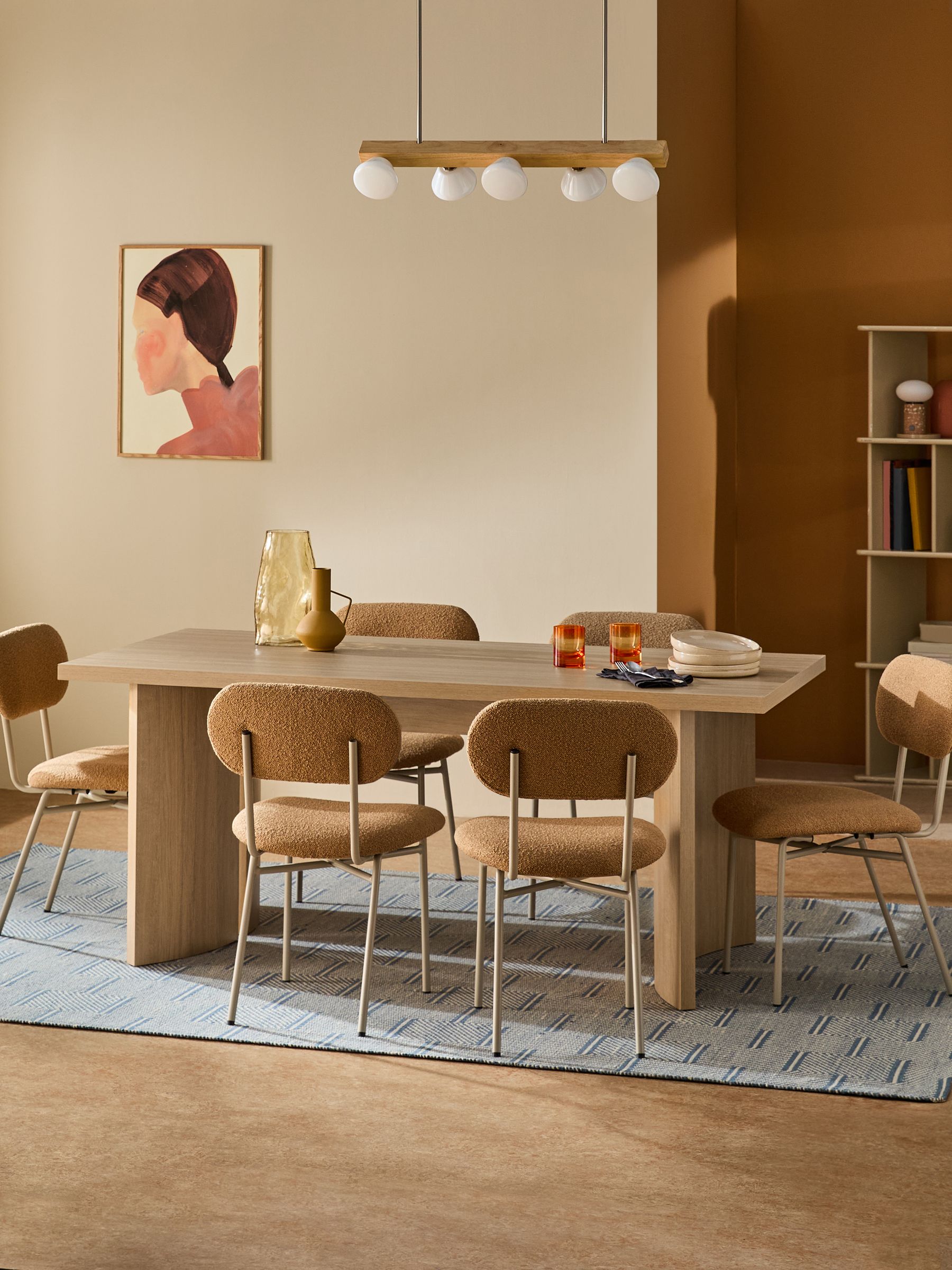 Kain 6 Seater Fixed Dining Table in Light Oak Effect - Image 1 of 7