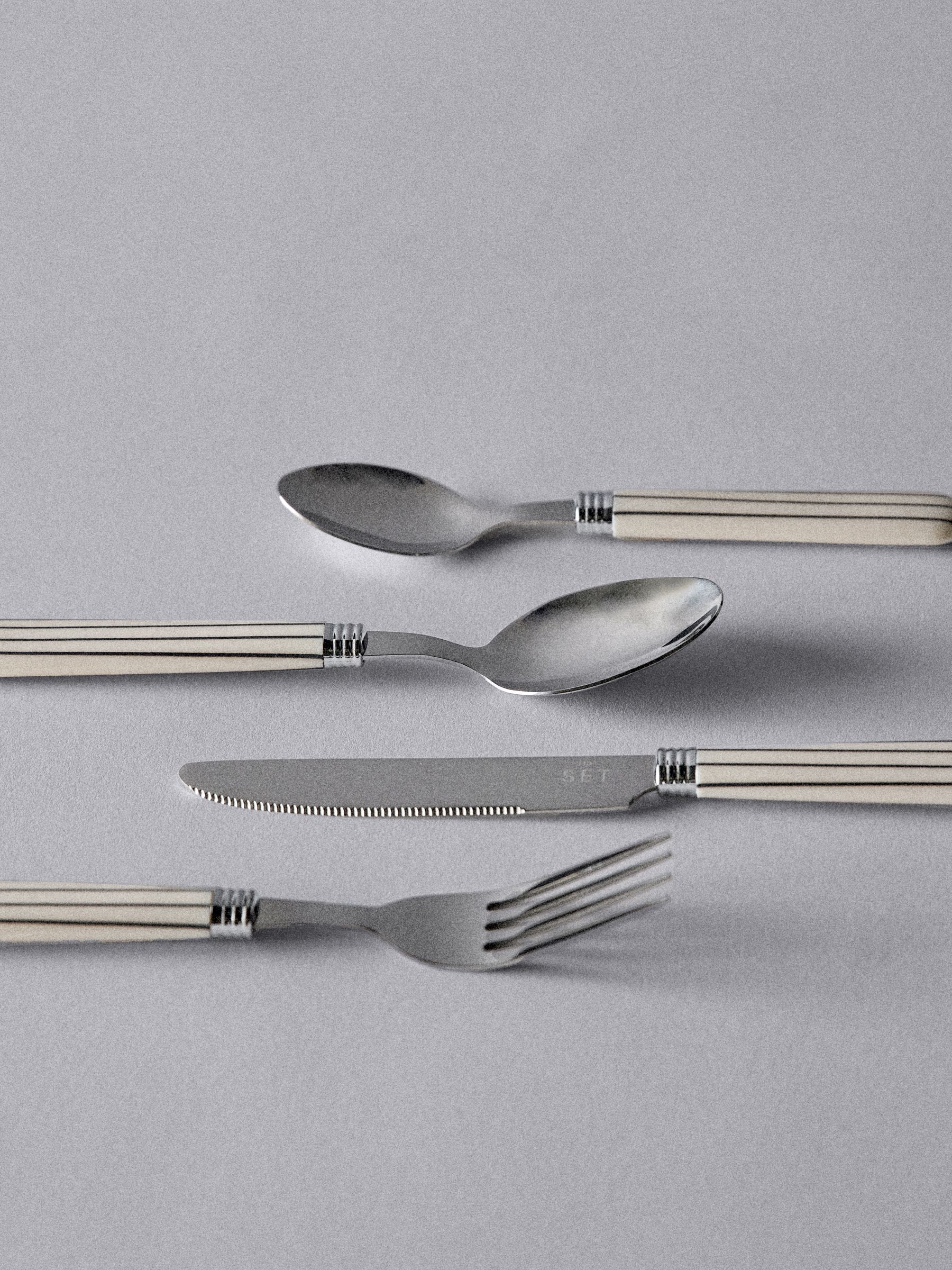 Striped 24 Piece Cutlery Set Natural - Image 1 of 4