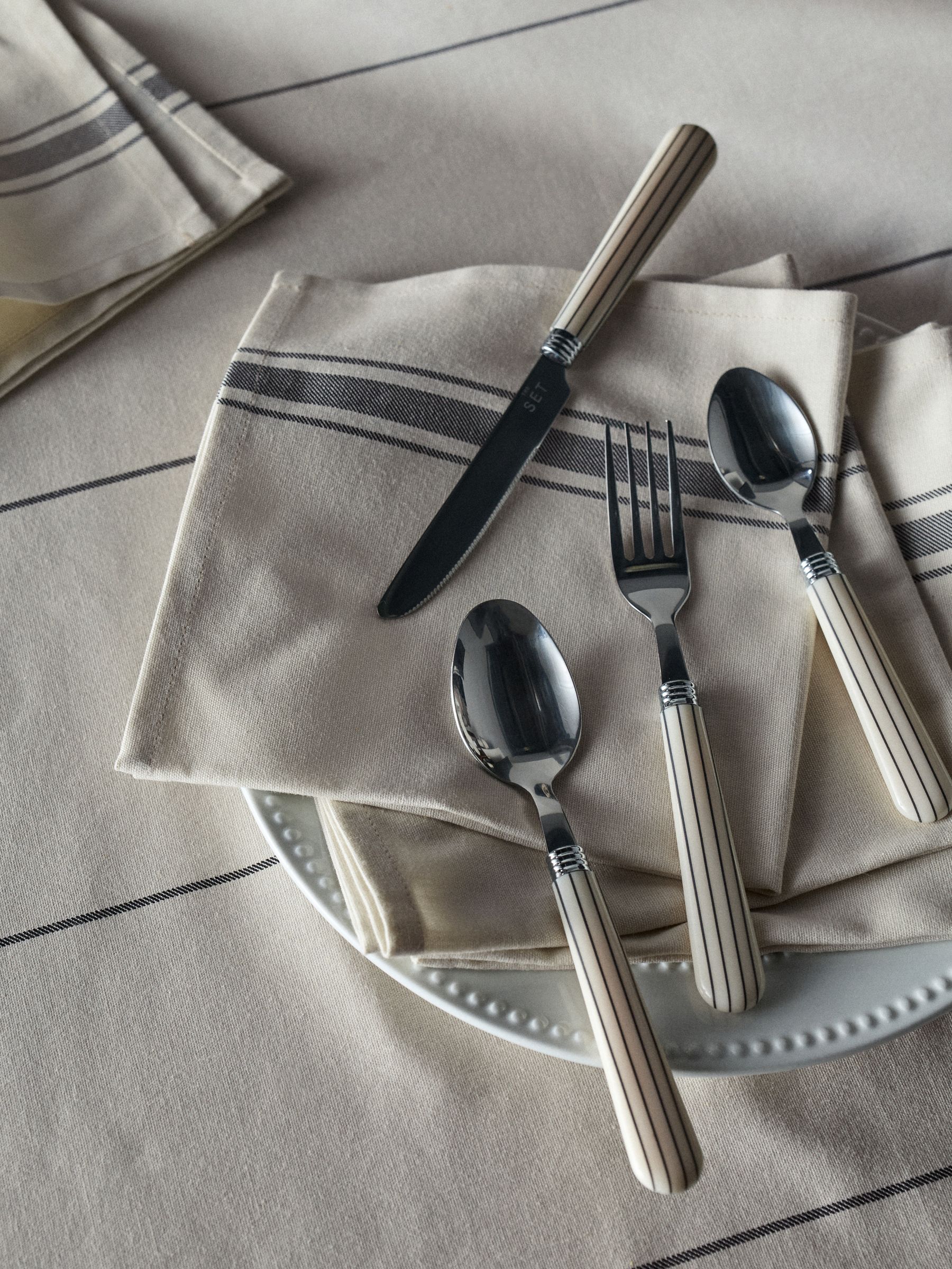 Striped 24 Piece Cutlery Set Natural - Image 2 of 4