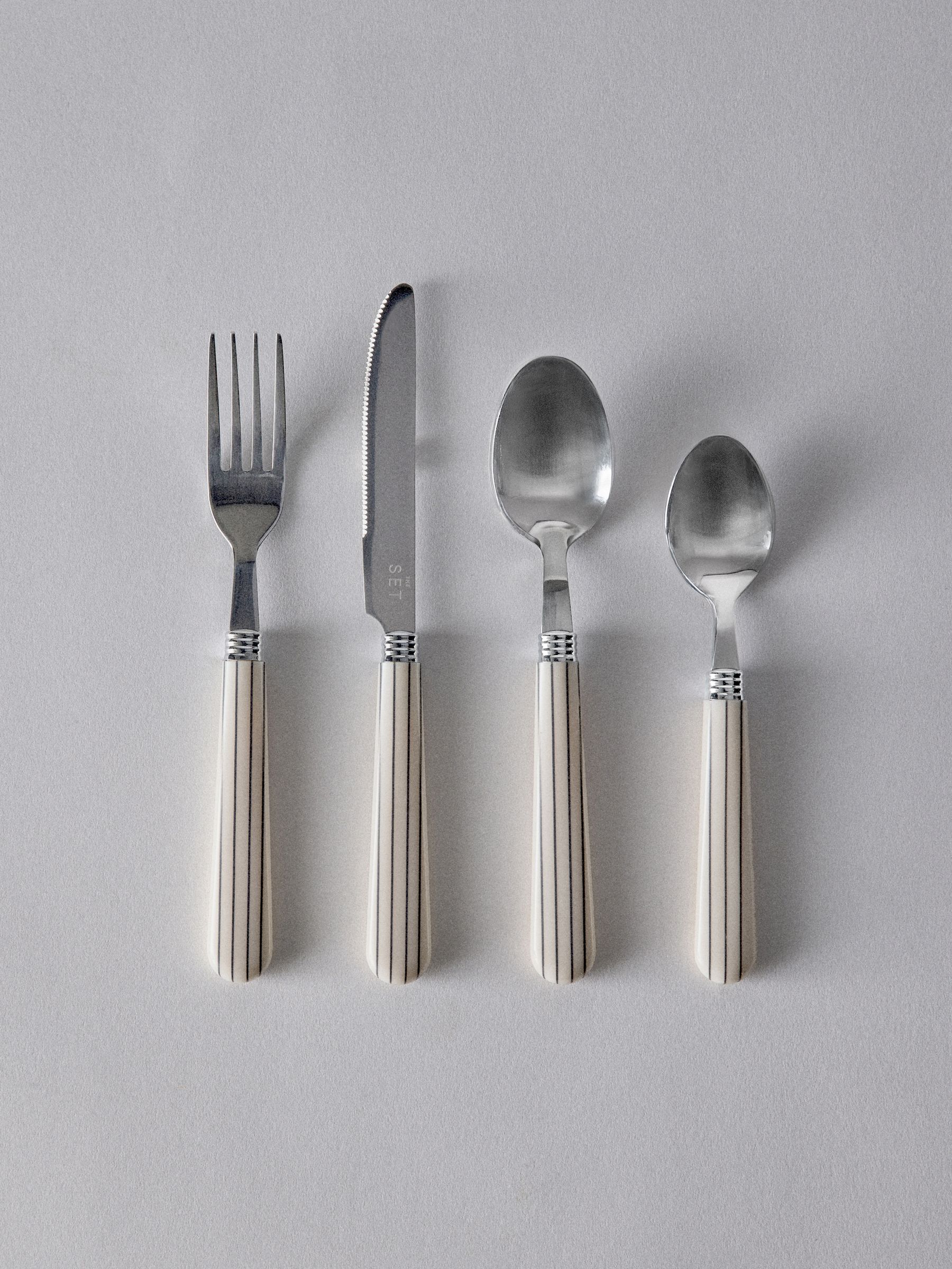 Striped 24 Piece Cutlery Set Natural - Image 3 of 4