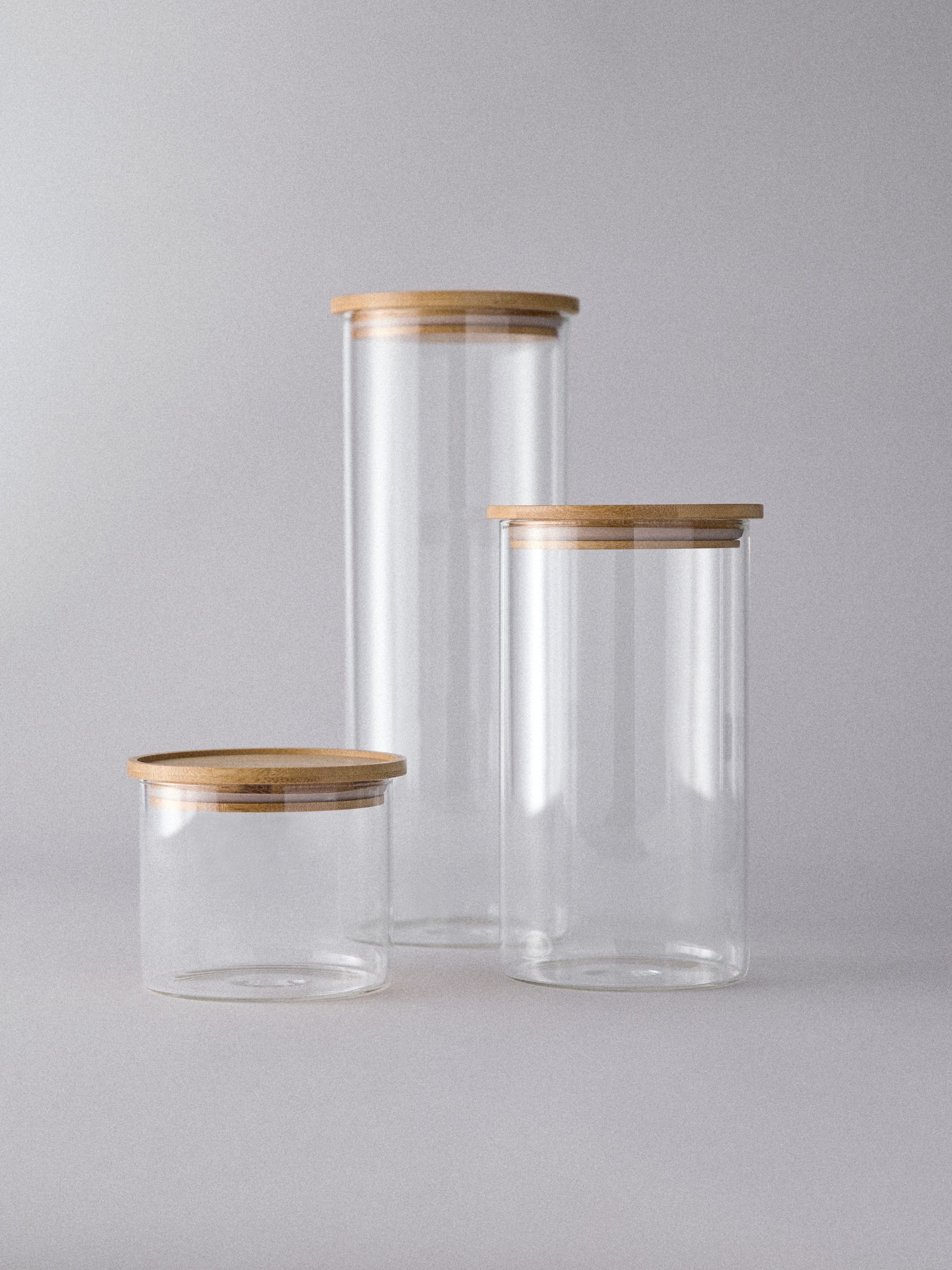 3 Pack Glass Storage Jars Clear - Image 3 of 5