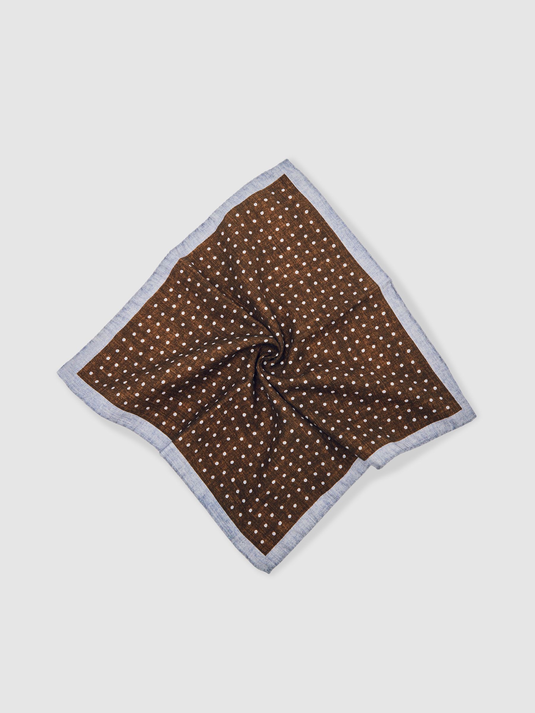 Wool-Cotton Polka-Dot Pocket Square in Chocolate Brown - Image 3 of 4