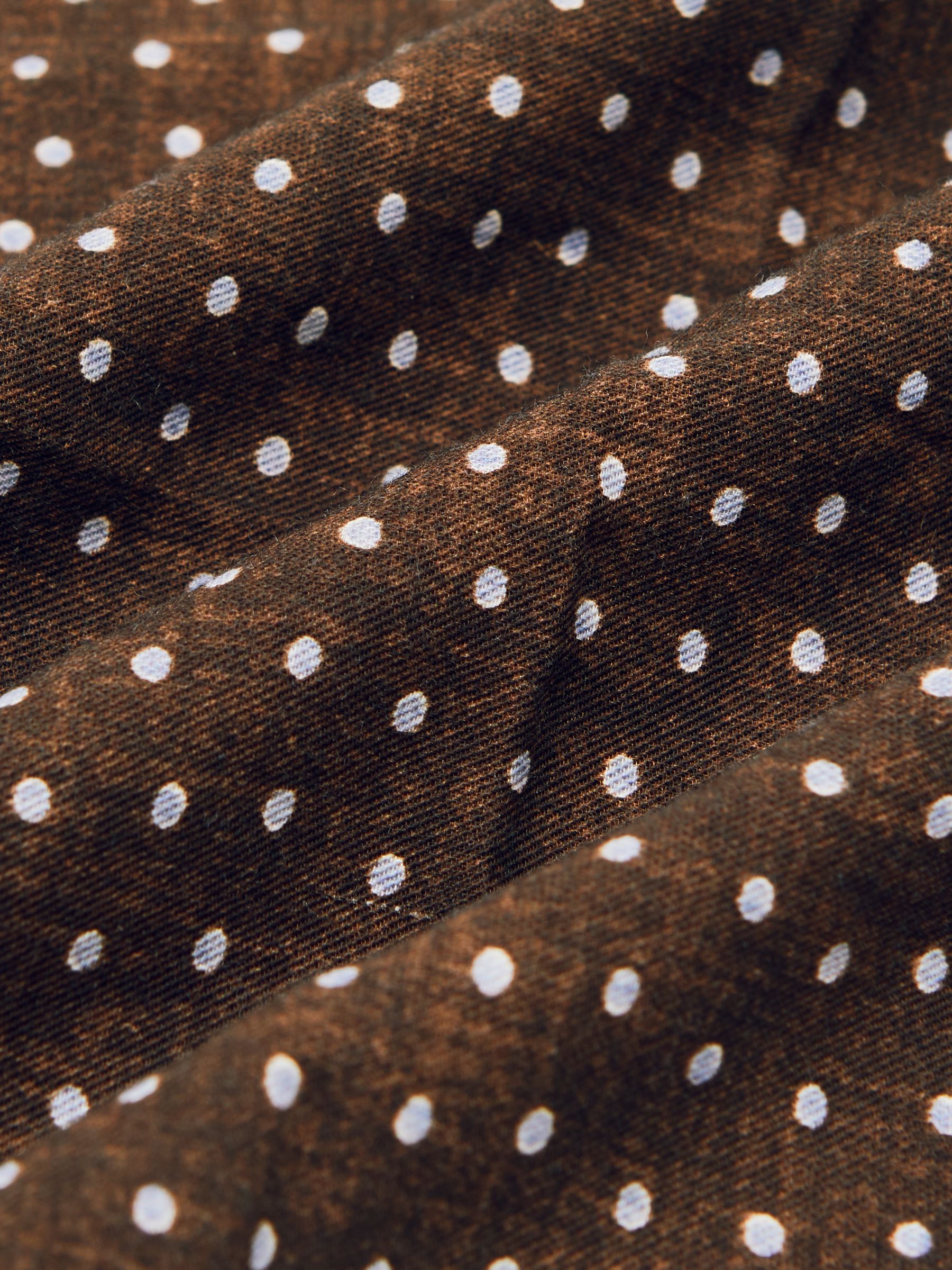 Wool-Cotton Polka-Dot Pocket Square in Chocolate Brown - Image 4 of 4