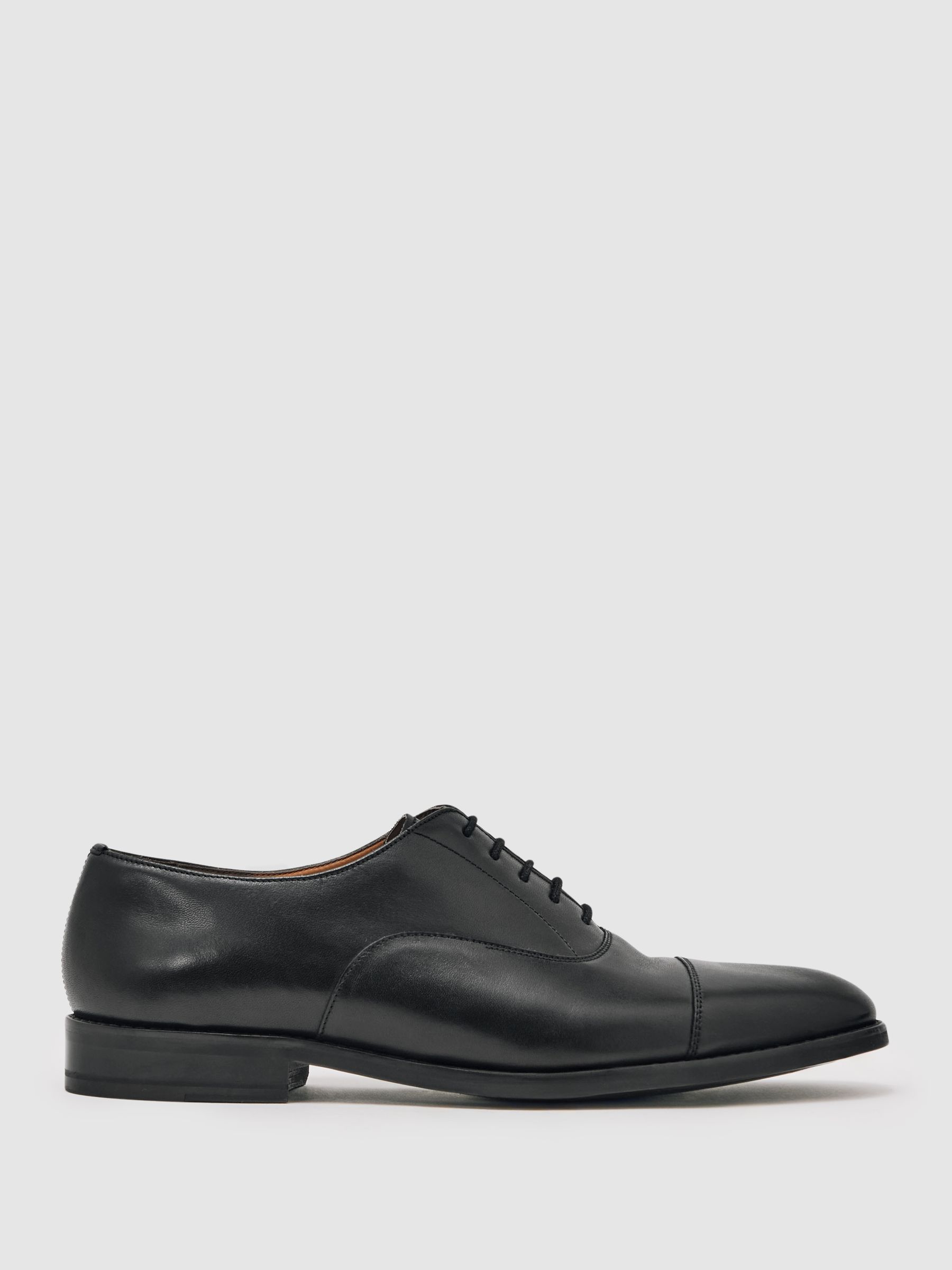 Leather Lace Up Oxford Shoes in Black - image 5