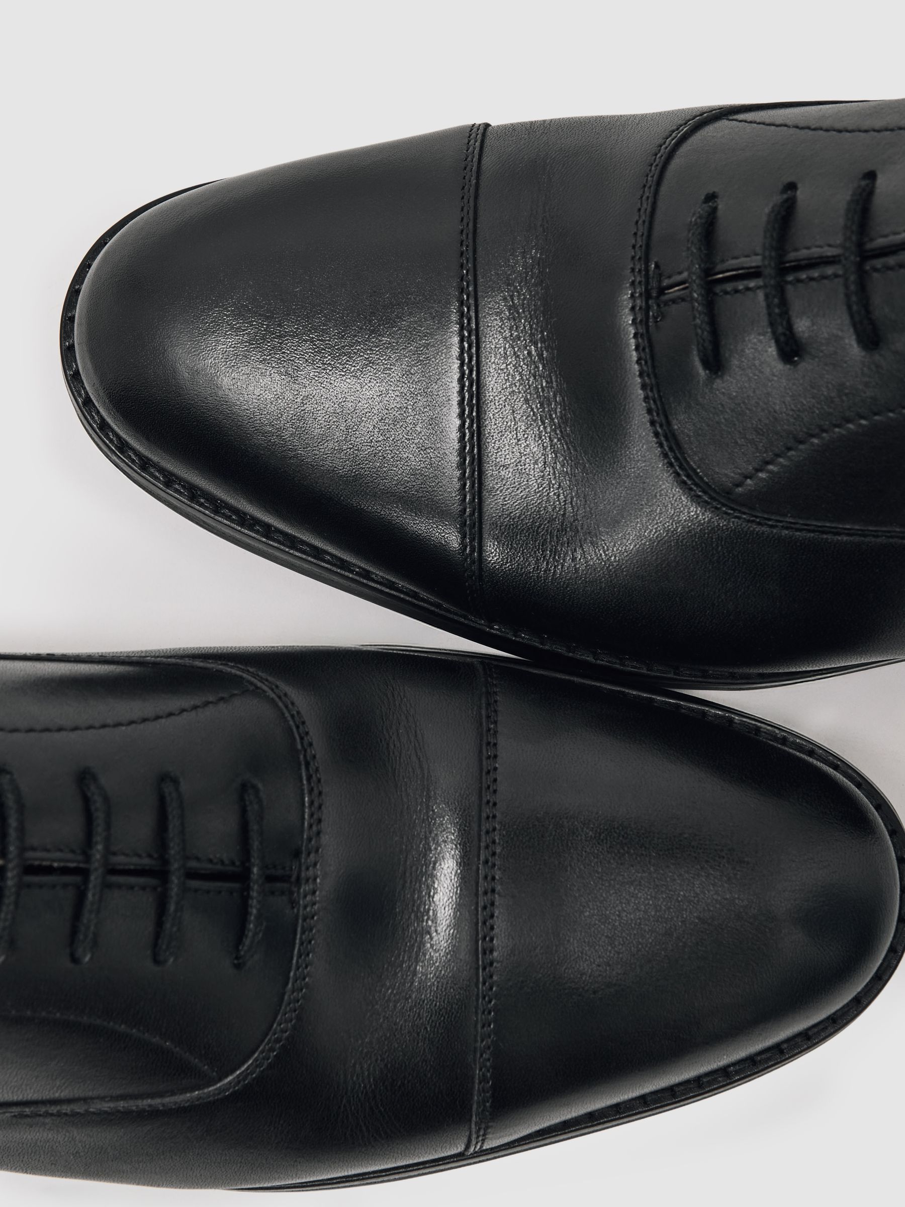 Leather Lace Up Oxford Shoes in Black - image 2