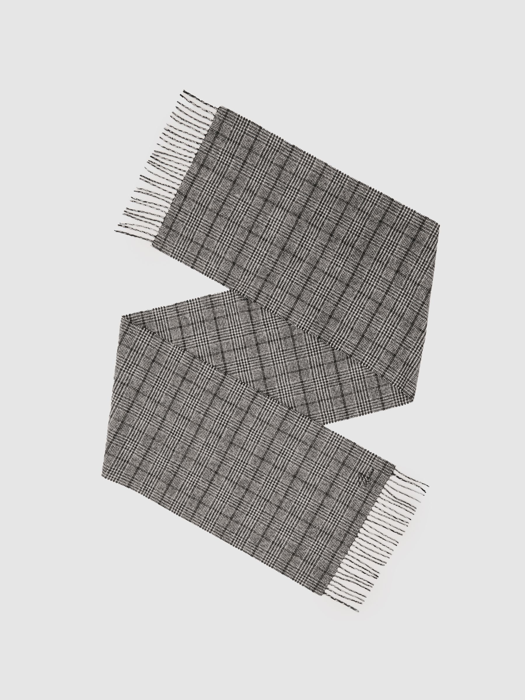 Wool-Cashmere Check Scarf in Charcoal Grey - Image 1 of 6
