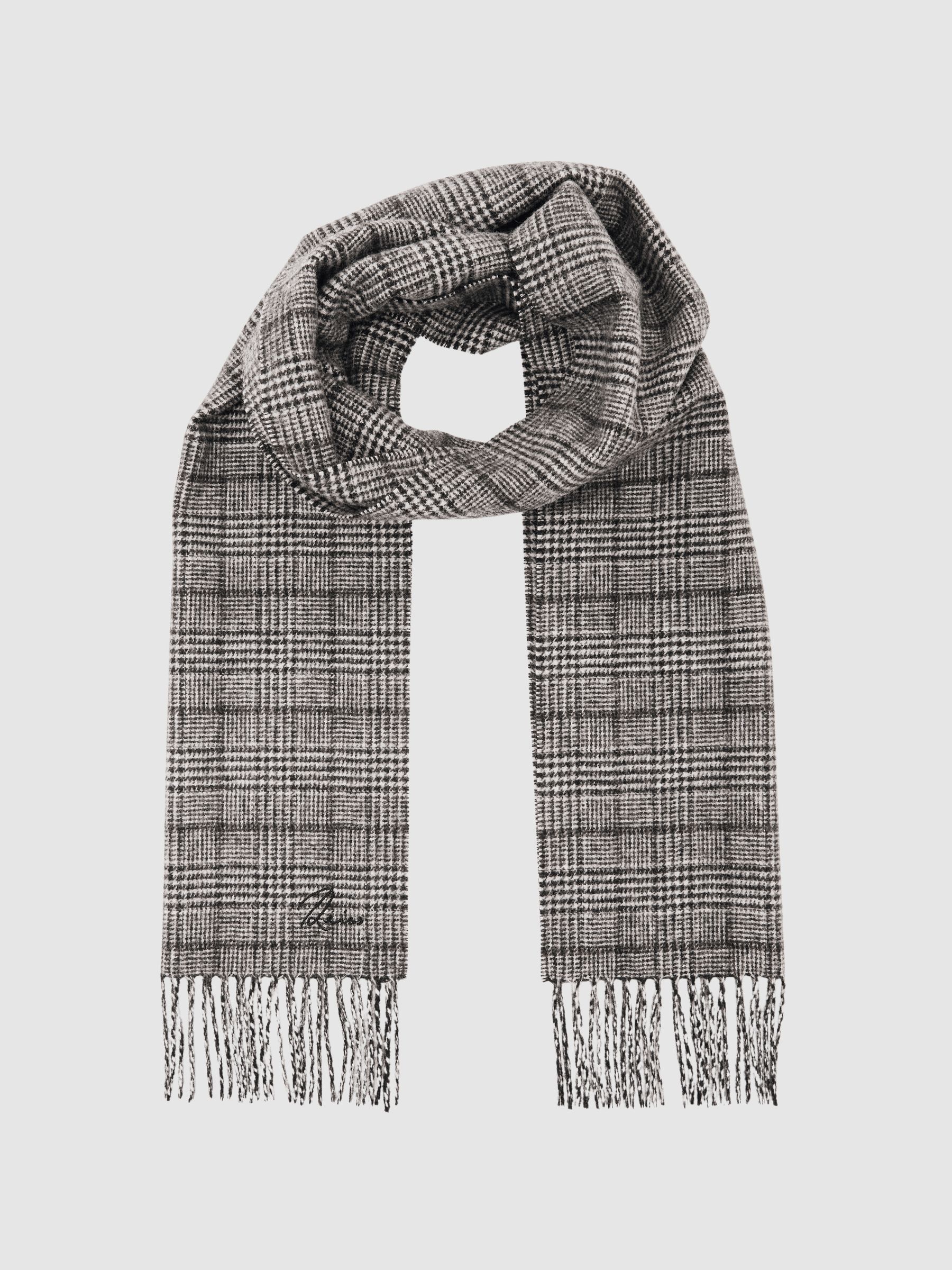 Wool-Cashmere Check Scarf in Charcoal Grey - Image 3 of 6