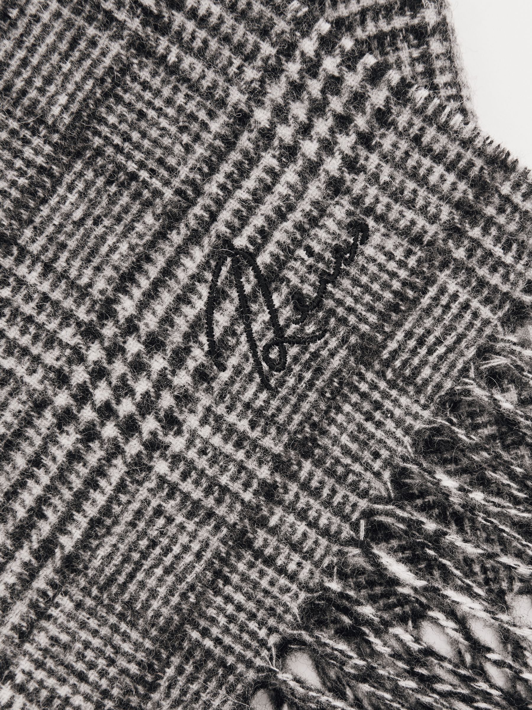 Wool-Cashmere Check Scarf in Charcoal Grey - Image 4 of 6