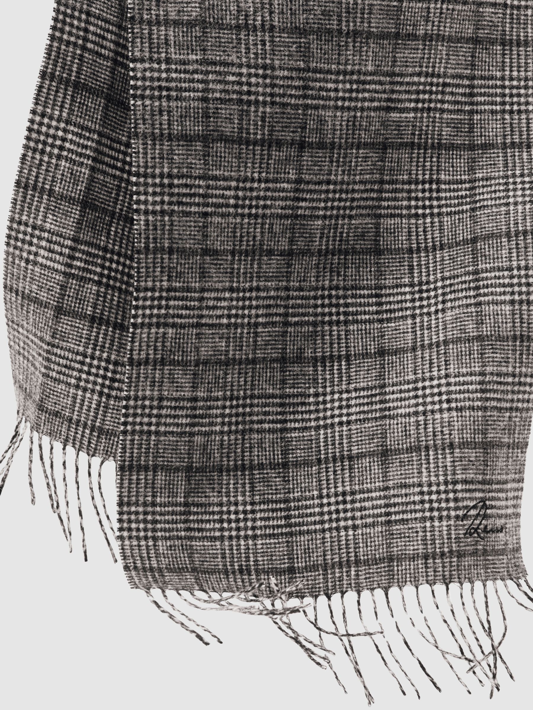 Wool-Cashmere Check Scarf in Charcoal Grey - image 5
