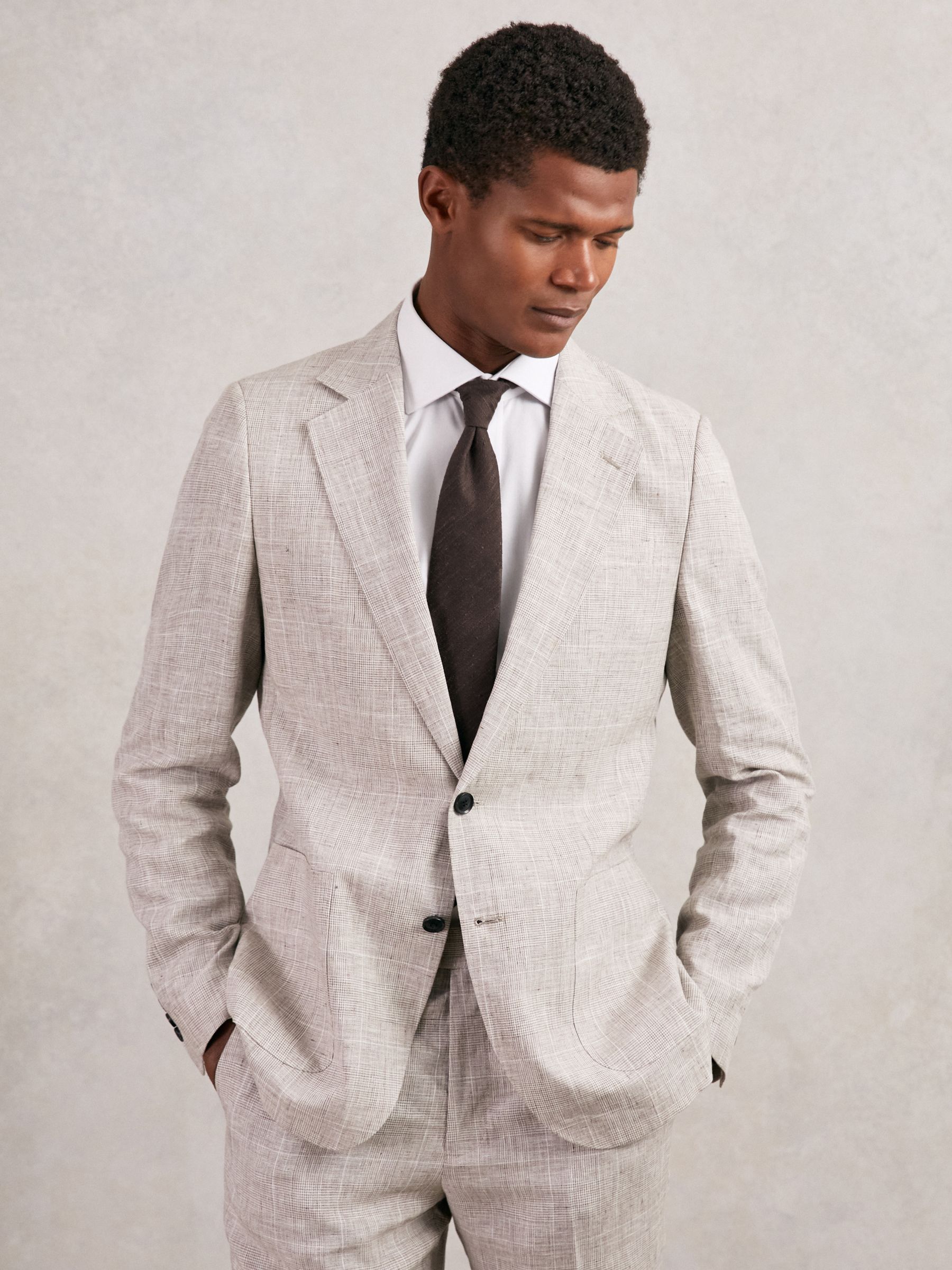 Silk Blend Textured Tie in Chocolate Brown - Image 2 of 6