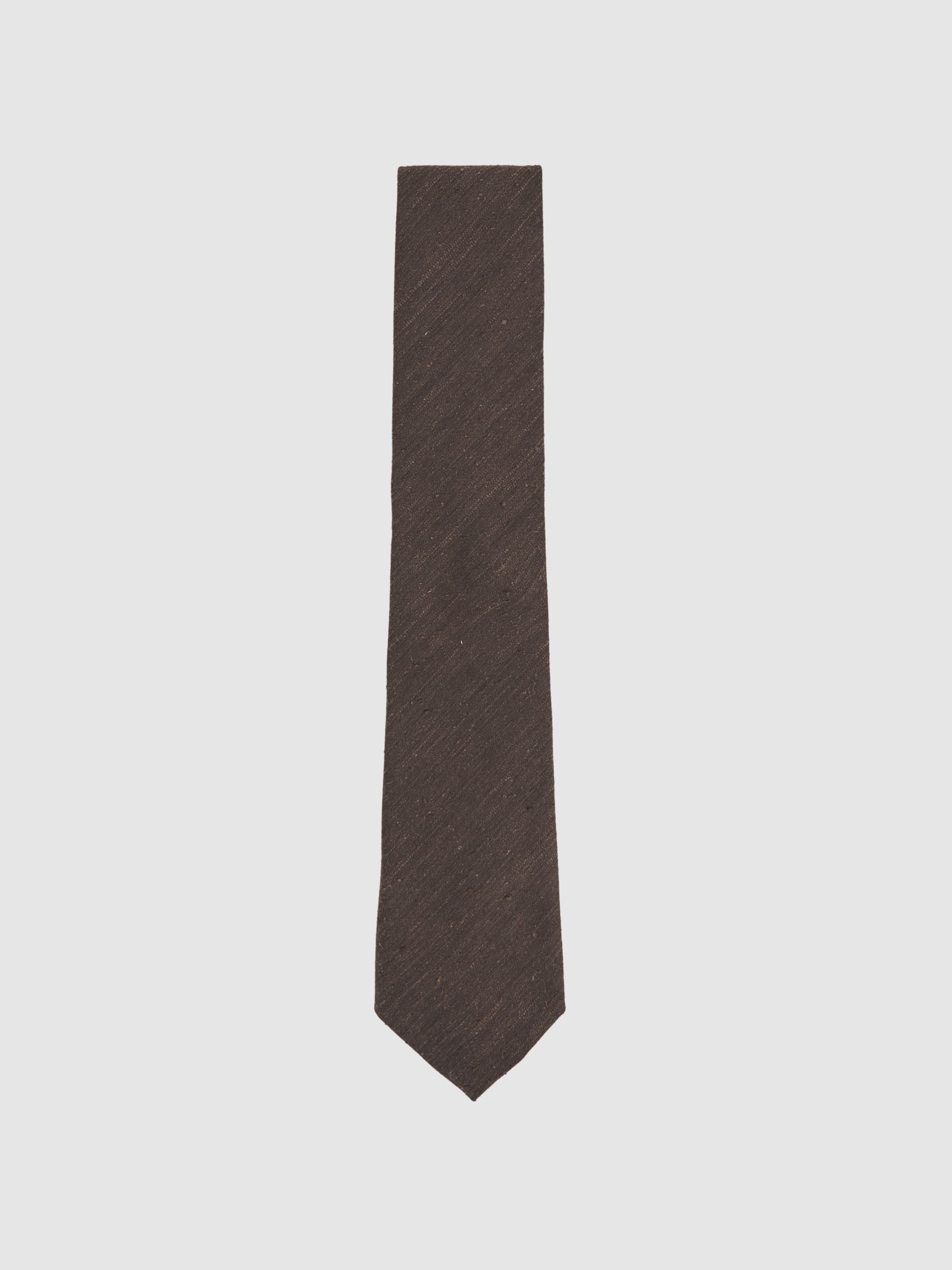 Silk Blend Textured Tie in Chocolate Brown - Image 3 of 6