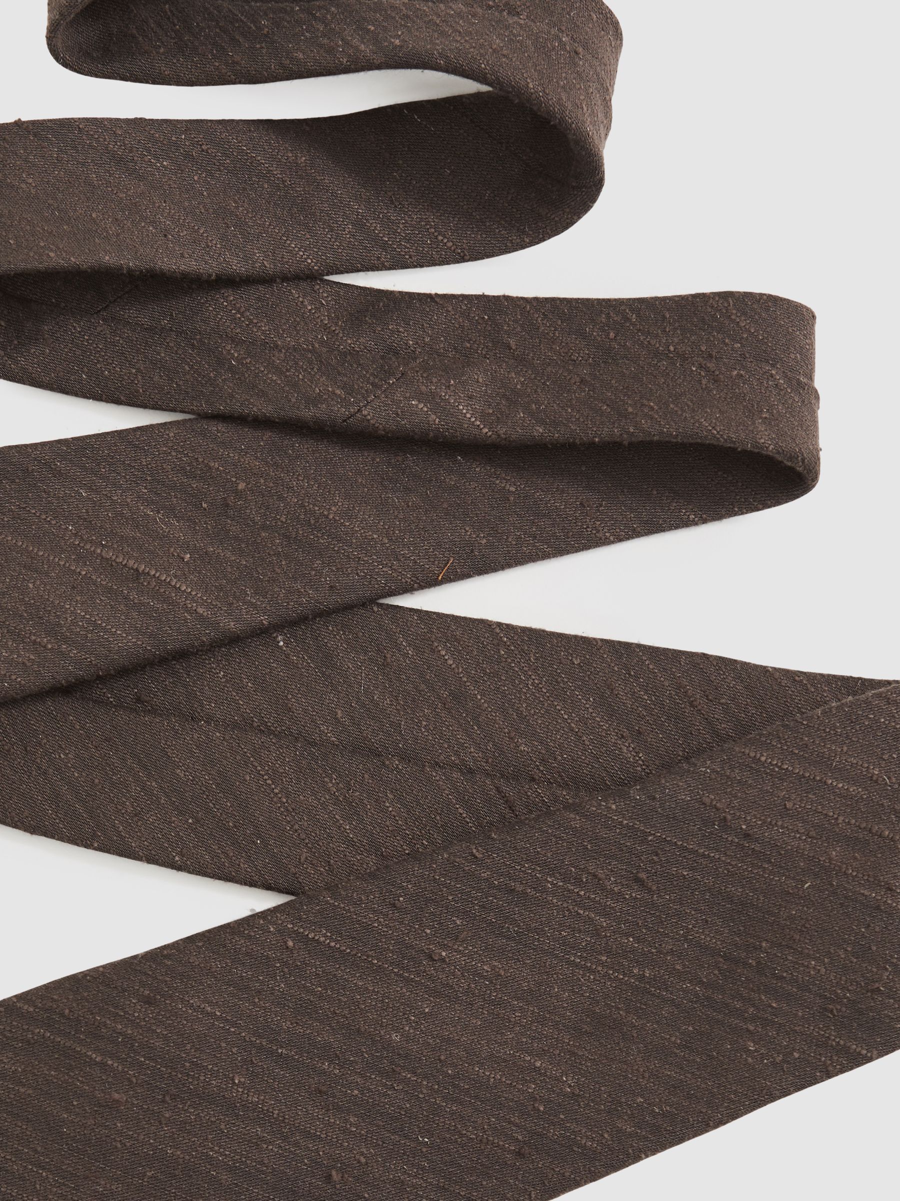 Silk Blend Textured Tie in Chocolate Brown - Image 4 of 6