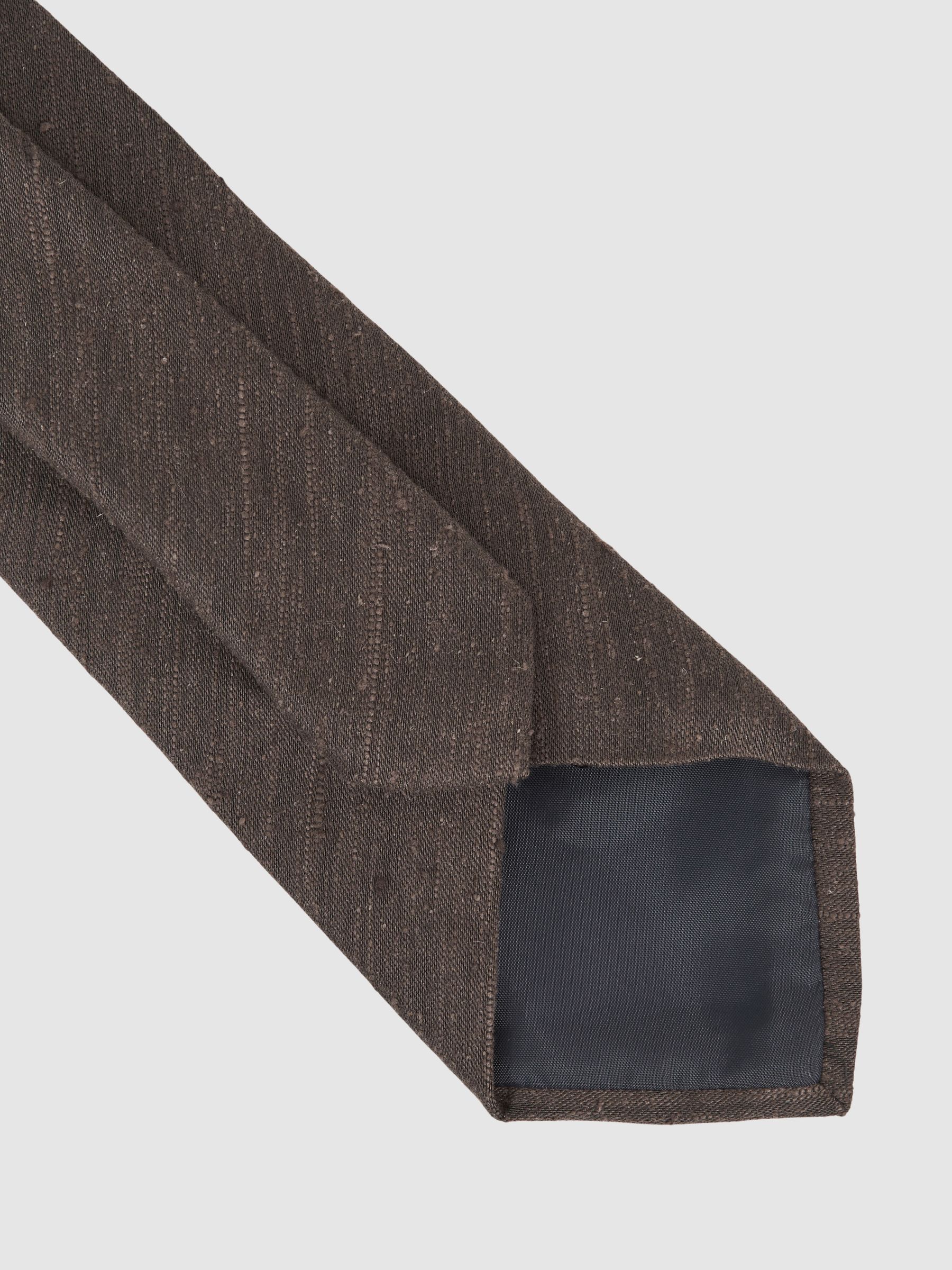 Silk Blend Textured Tie in Chocolate Brown - Image 5 of 6
