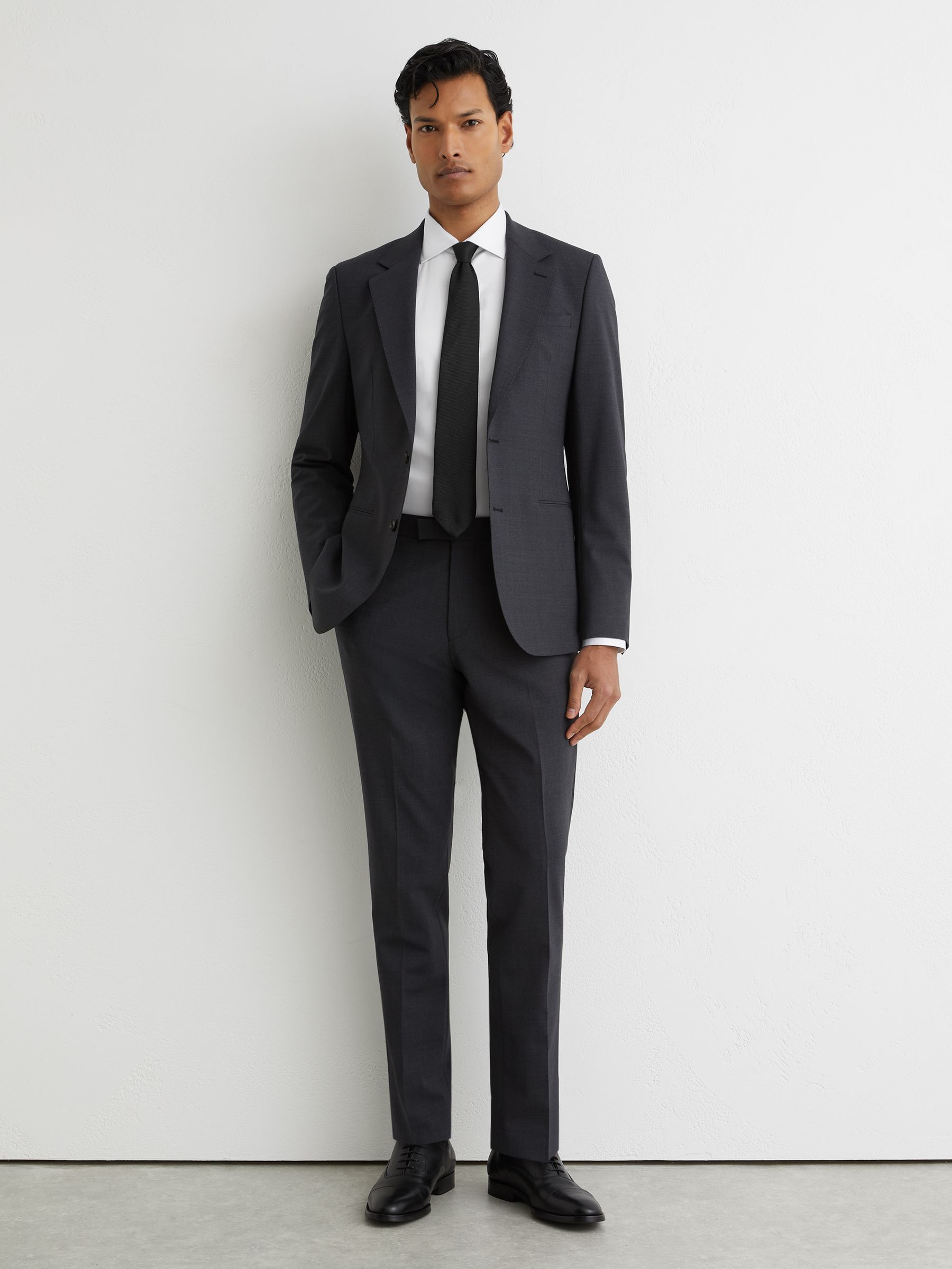 Slim Fit Cotton-Satin Cutaway-Collar Shirt in White - image 3