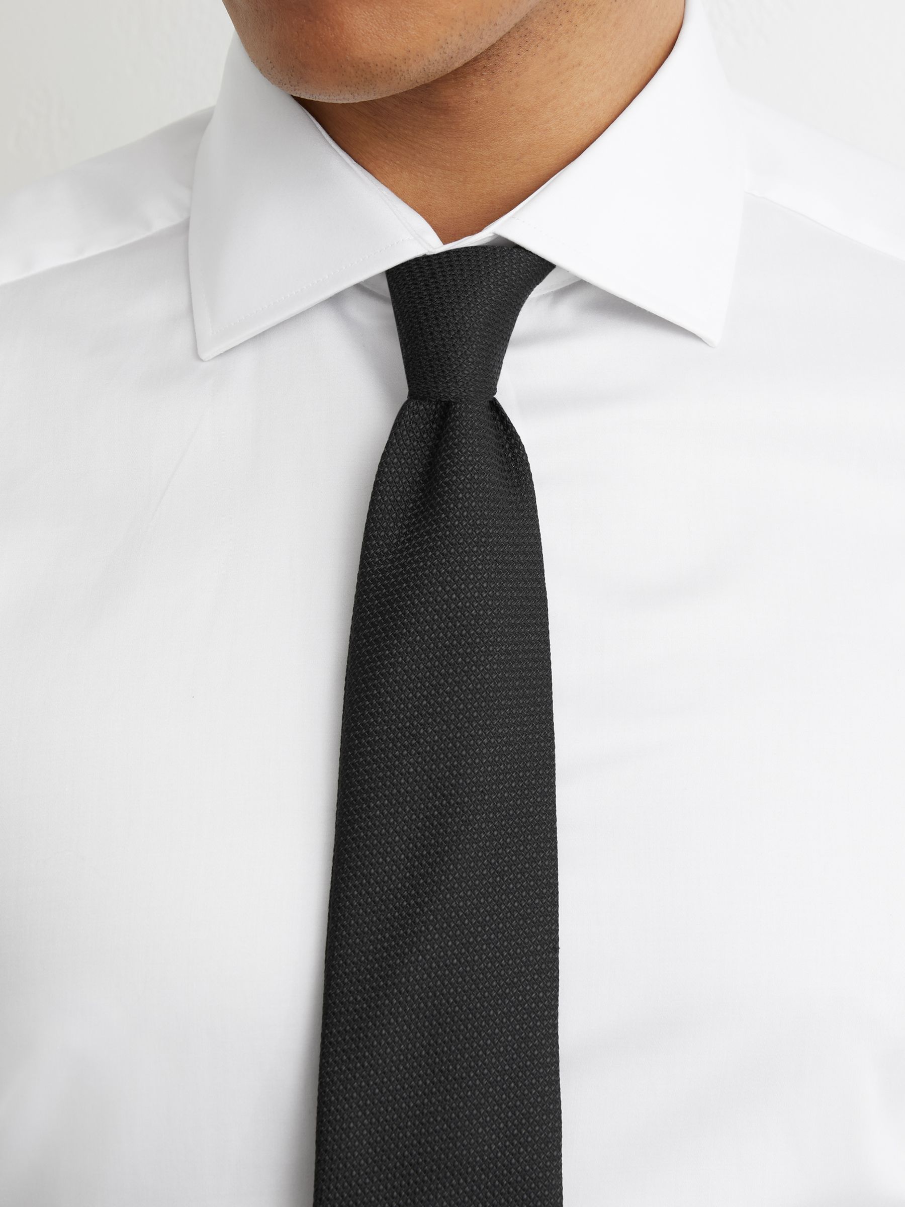 Slim Fit Cotton-Satin Cutaway-Collar Shirt in White - image 4