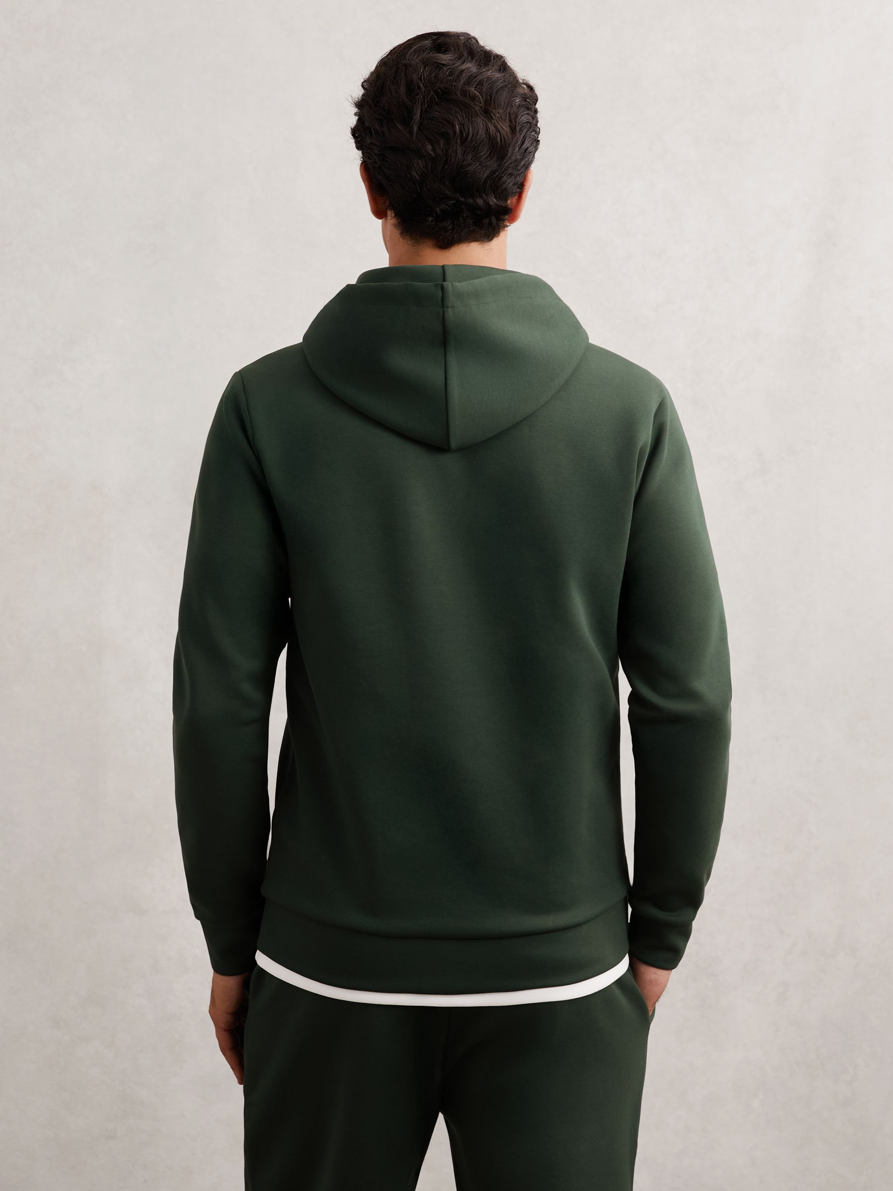 Interlock-Jersey Drawstring Hoodie in Dark Sage Green - Image 5 of 6
