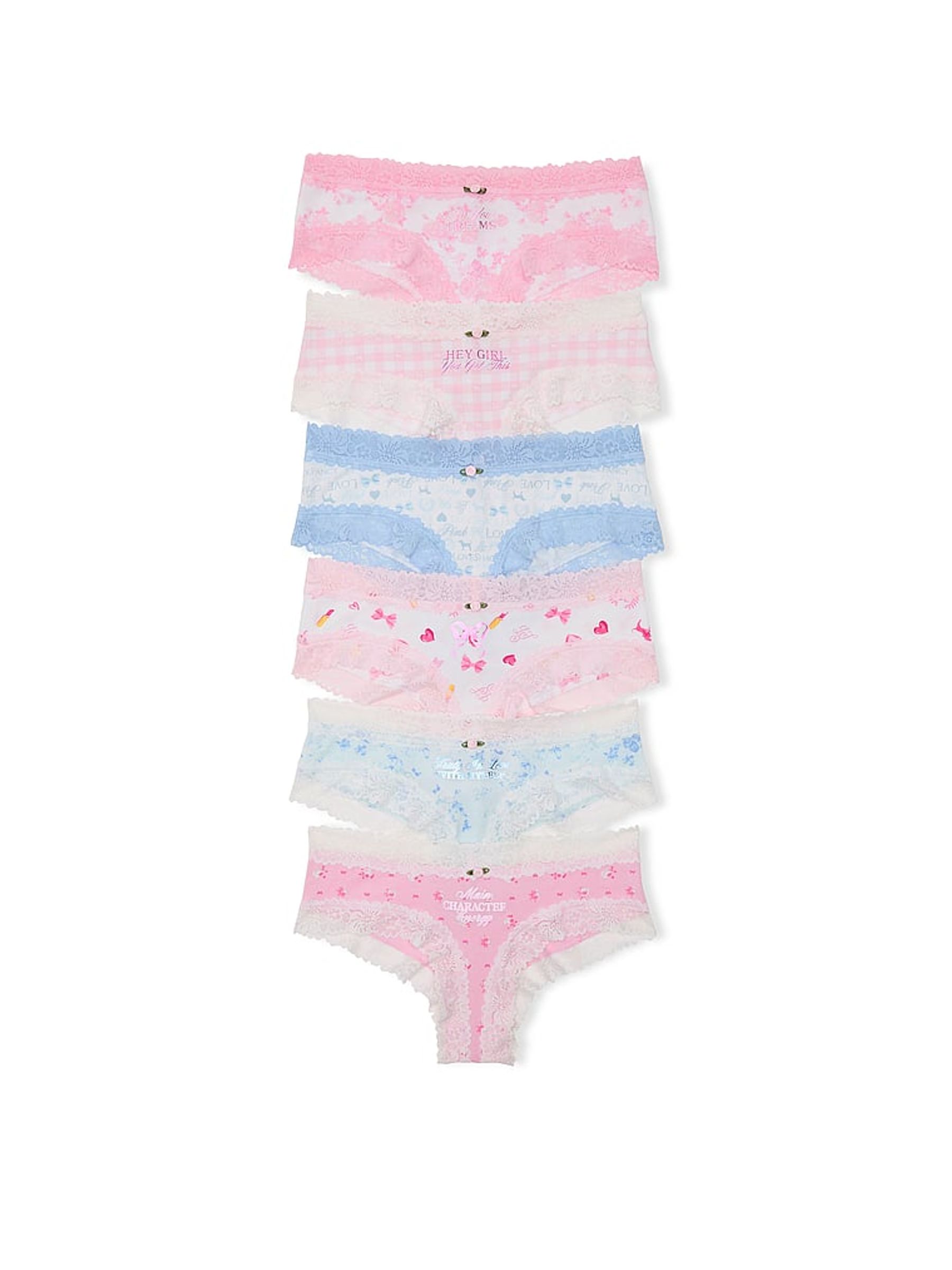 Pink Love Notes Cheeky Knickers 7 Pack - Image 1 of 1