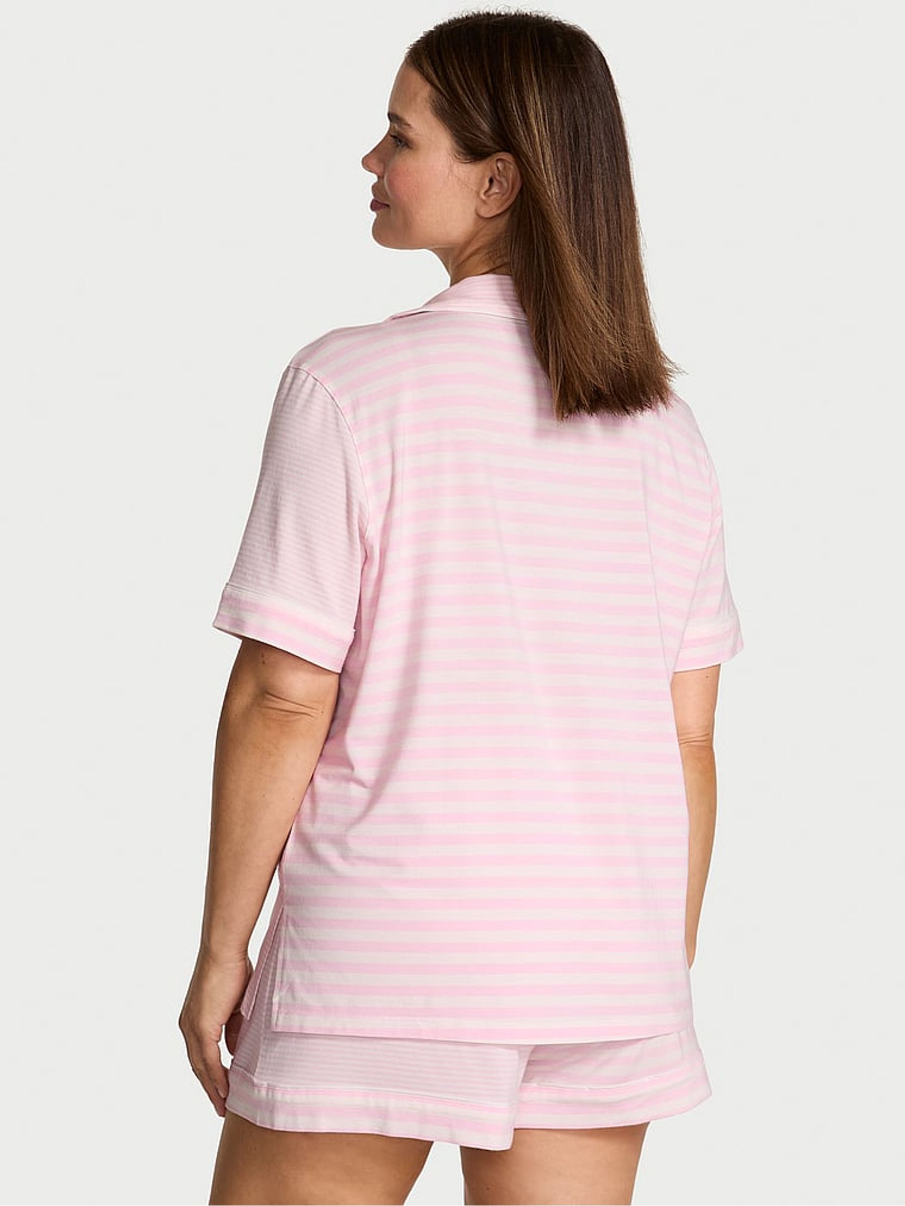 Pretty Blossom Pink & White Stripe Modal Short Pyjamas Set - Image 2 of 2