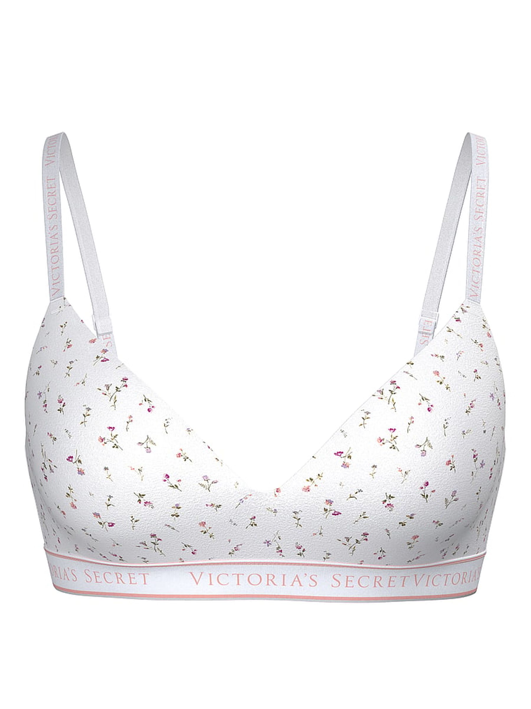 White Ditsy Lightly Lined Non Wired Cotton Logo Bra - Image 3 of 3
