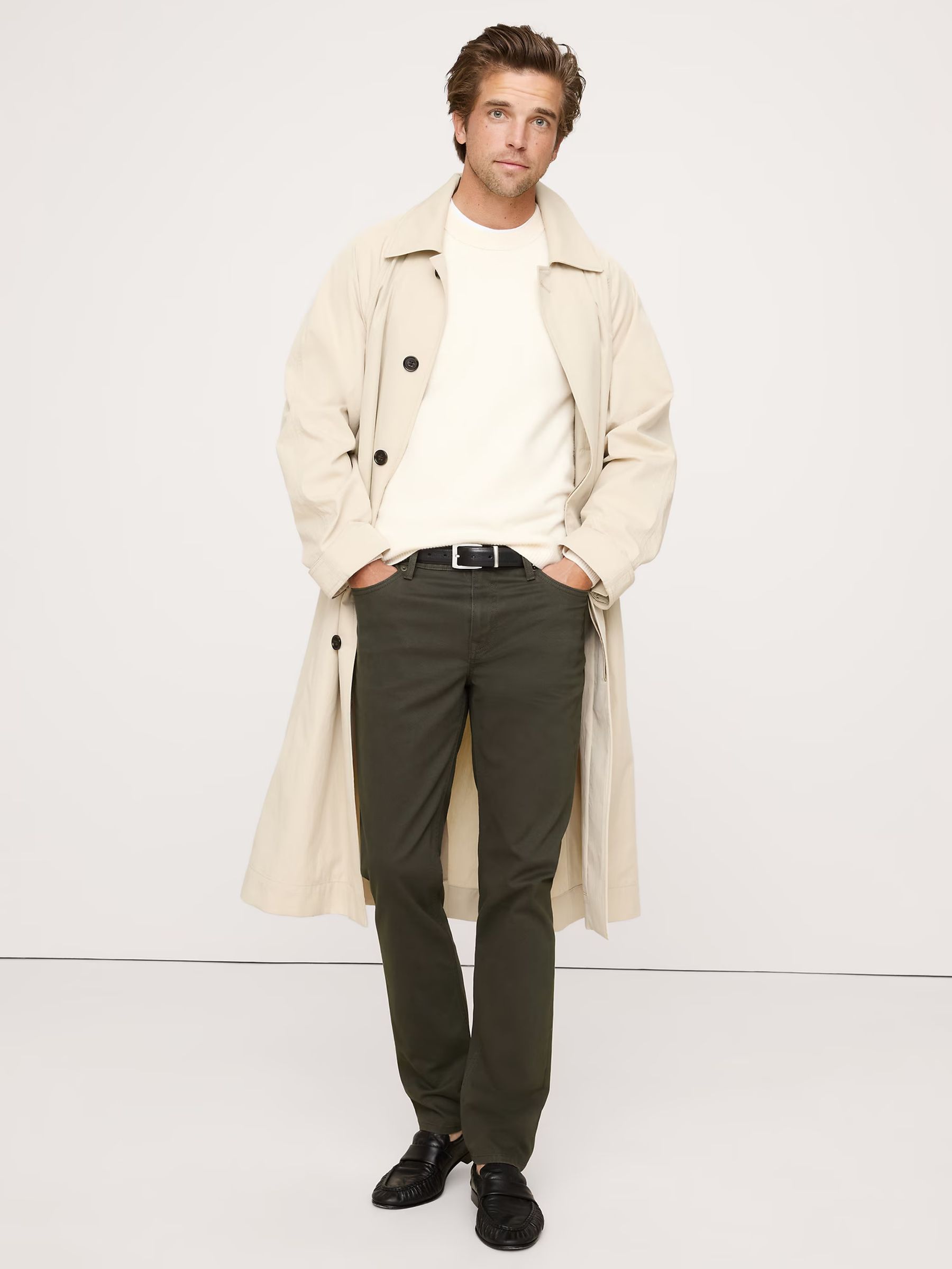 Banana Republic Green Slim Traveler Trousers 2.0 - Image 1 of 4