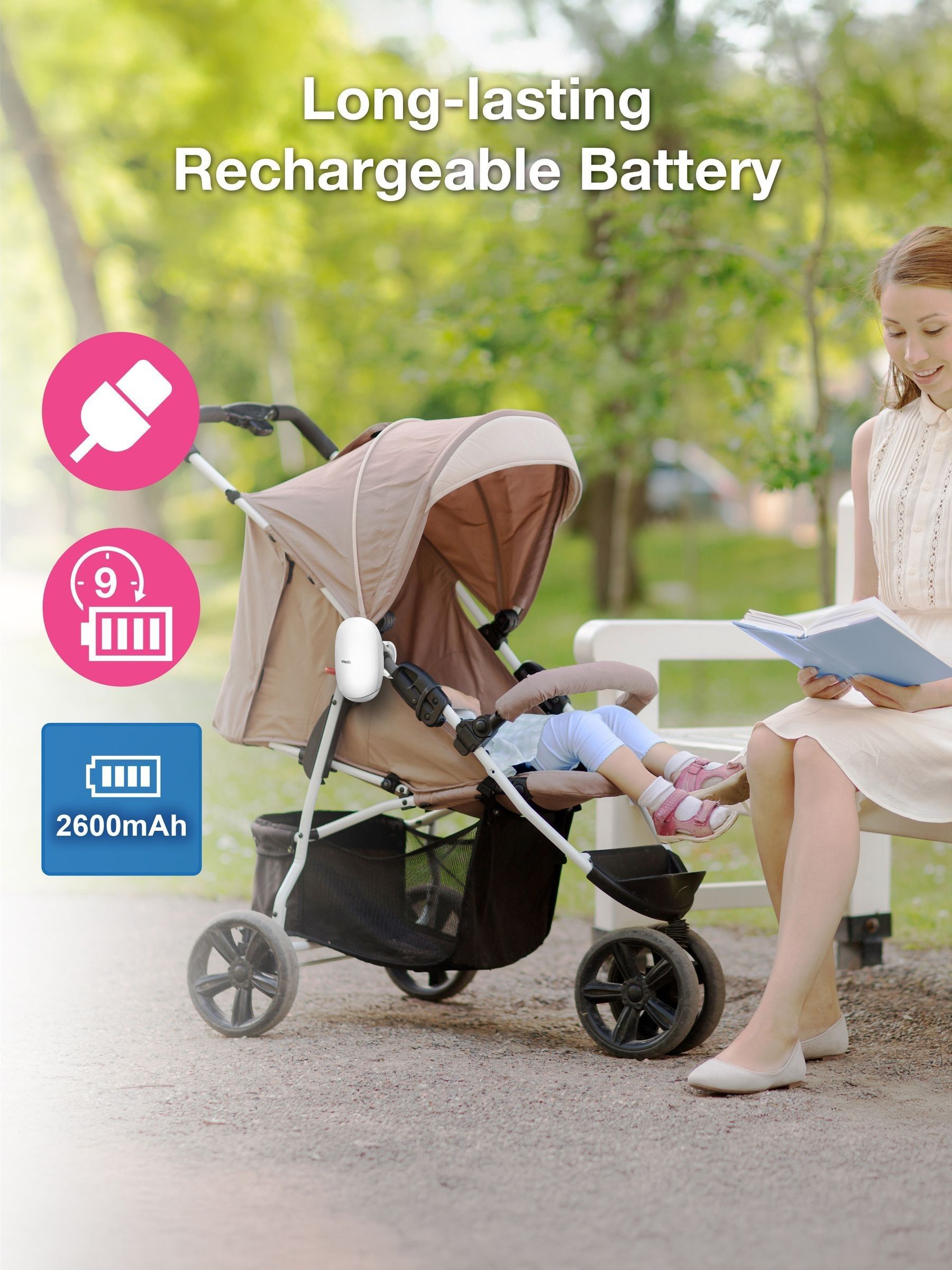 V-Tech White V-Hush Rocker Sound & Motion Stroller Soother - Image 4 of 8