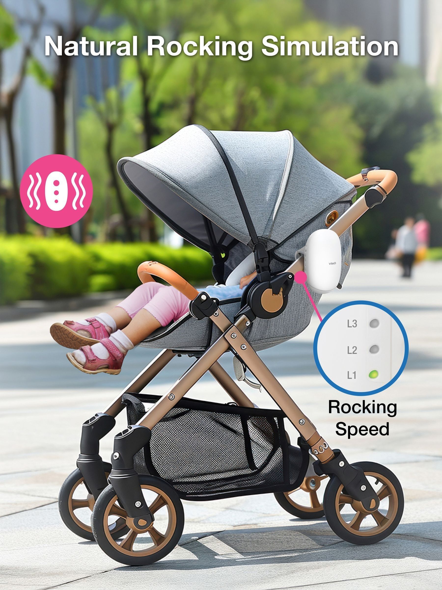 V-Tech White V-Hush Rocker Sound & Motion Stroller Soother - Image 5 of 8