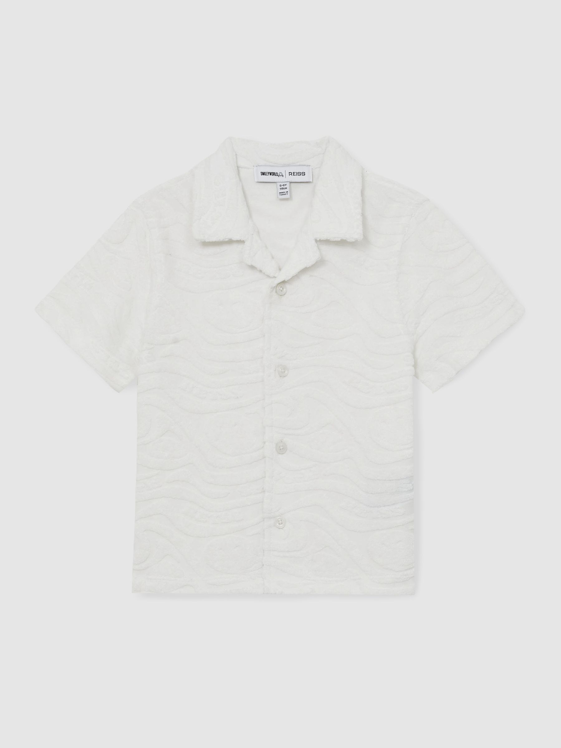 9-13 yrs SmileyWorld | Reiss Wave Texture Shirt in White - Image 2 of 4