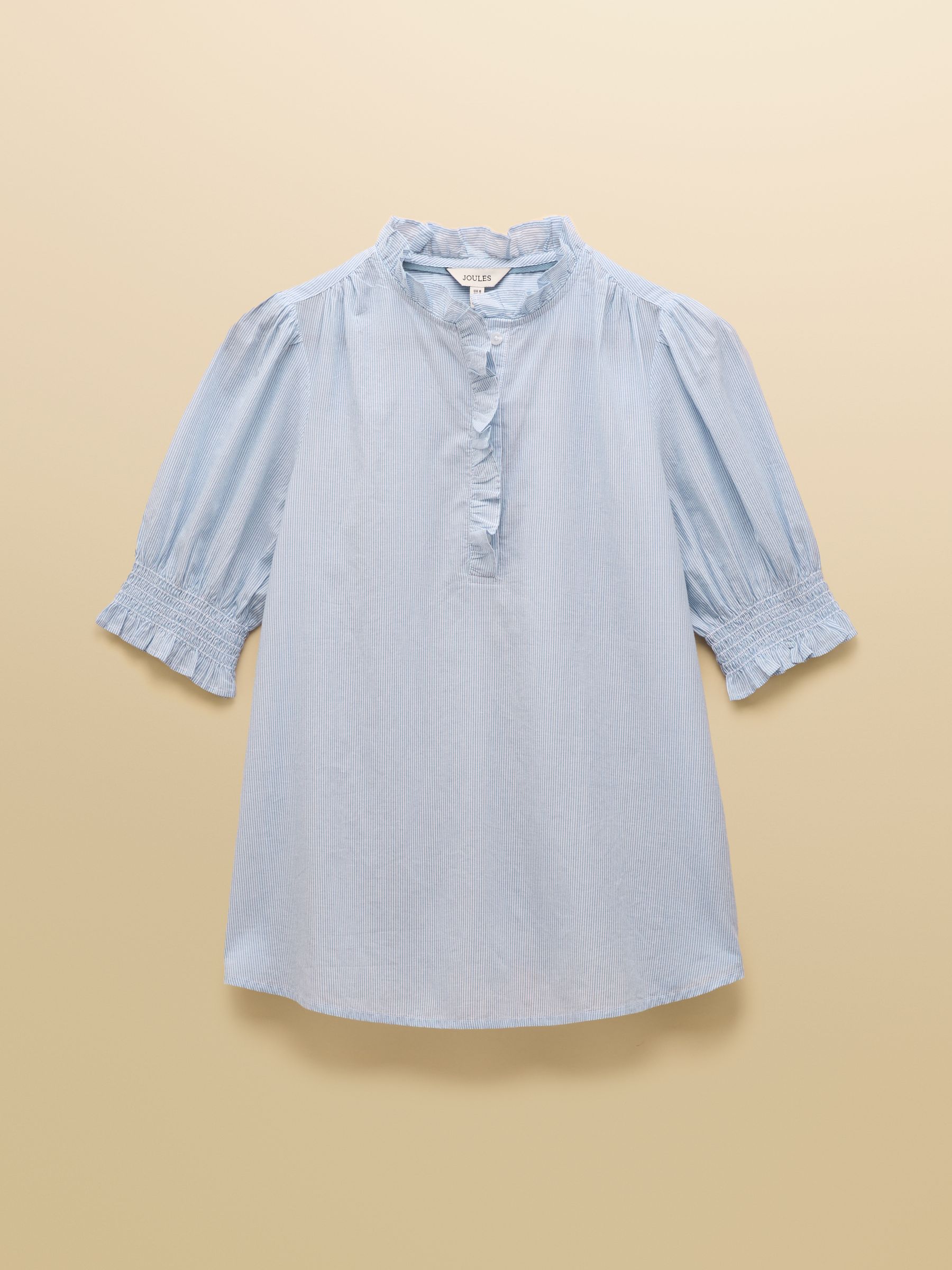 Melanie Blue Short Sleeved Blouse with Frill Button Fastening - Image 5 of 5