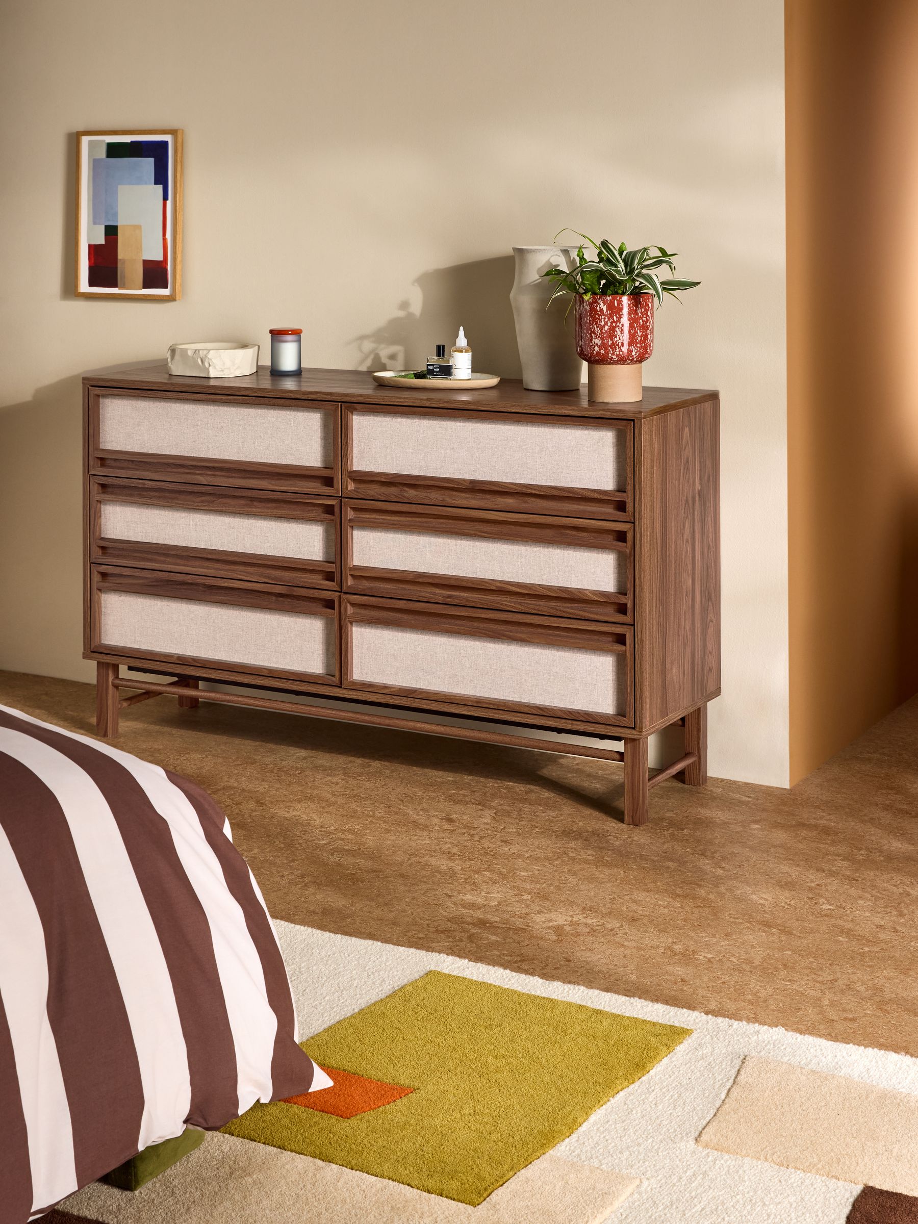 Almelo 6 Drawer Wide Chest in Dark Wood Effect - Image 1 of 5