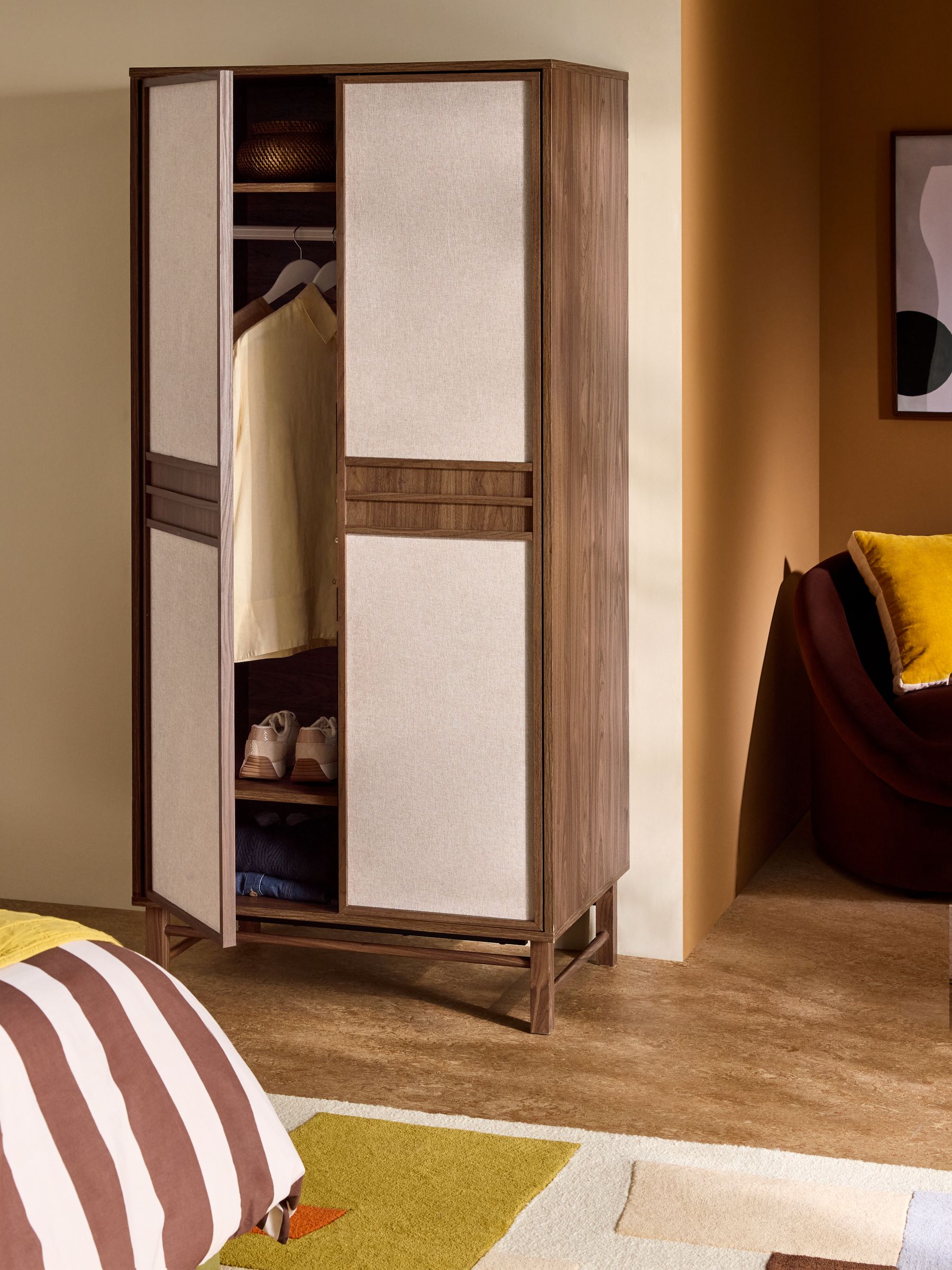 Almelo Double Wardrobe in Dark Wood Effect - Image 2 of 6 Almelo Double Wardrobe in Dark Wood Effect - Image 2 of 6