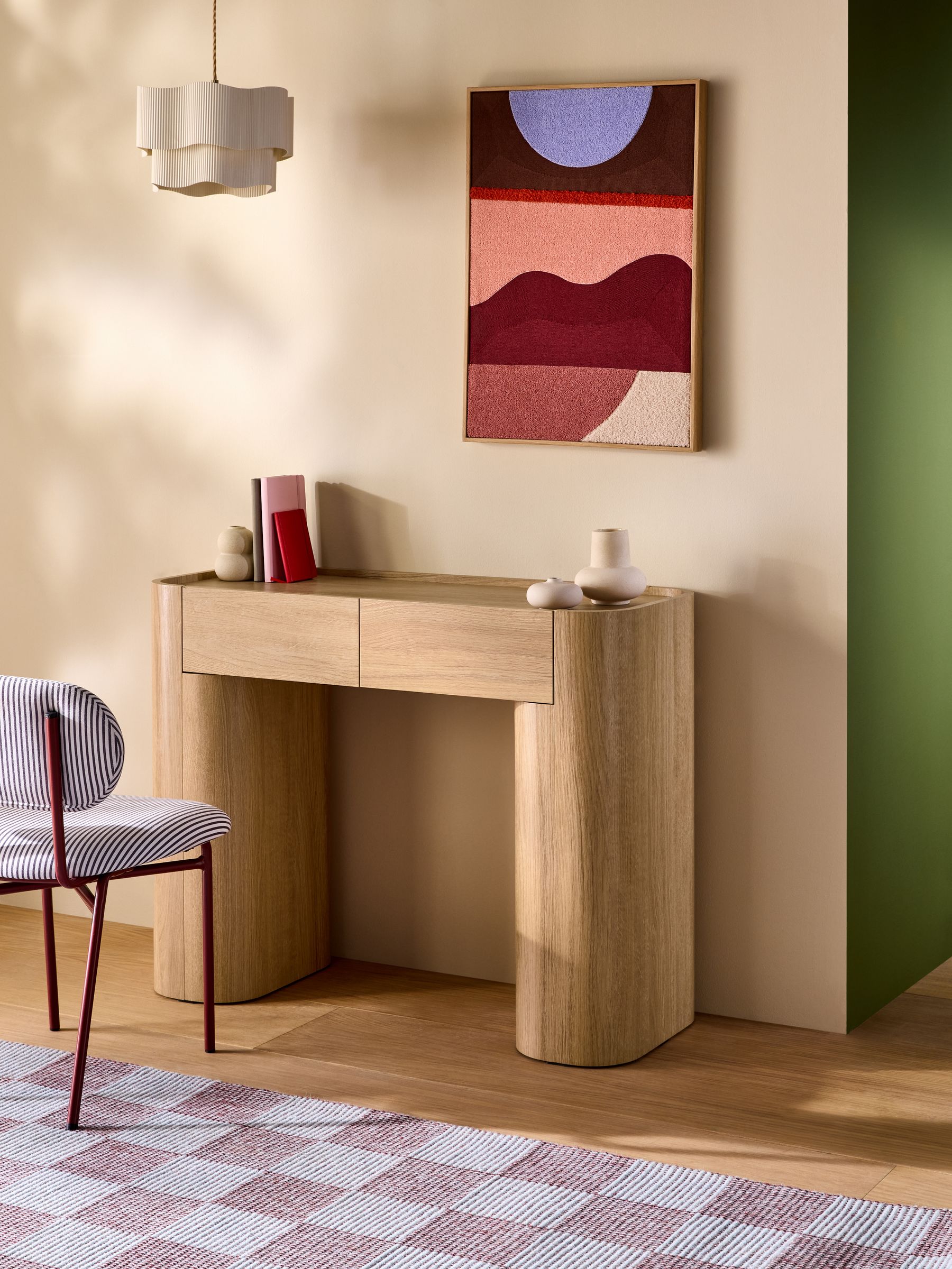 Kain 2 Drawer Console Dressing Table in Light Oak Effect - Image 1 of 7 Kain 2 Drawer Console Dressing Table in Light Oak Effect - Image 1 of 7