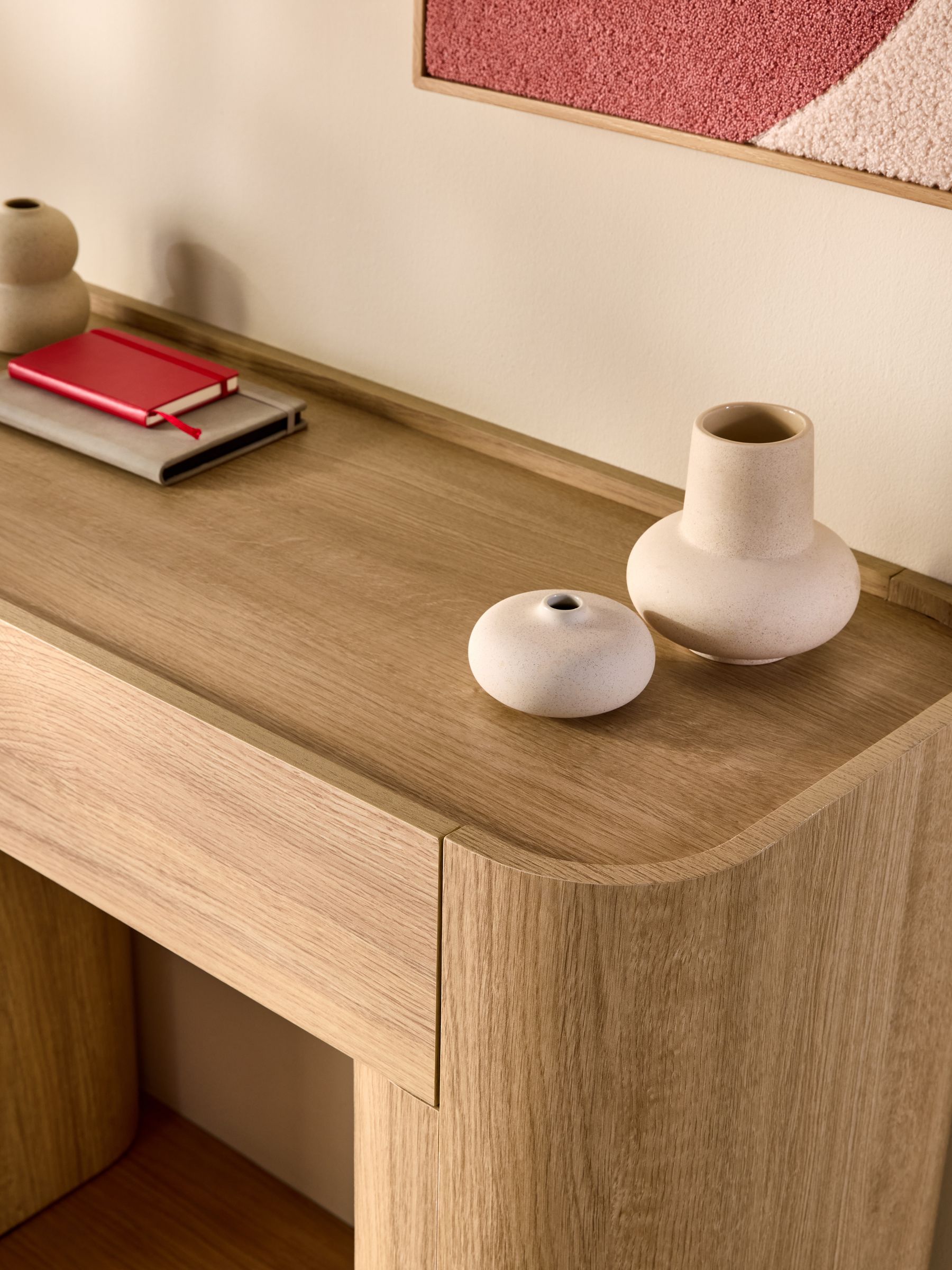Kain 2 Drawer Console Dressing Table in Light Oak Effect - Image 2 of 7