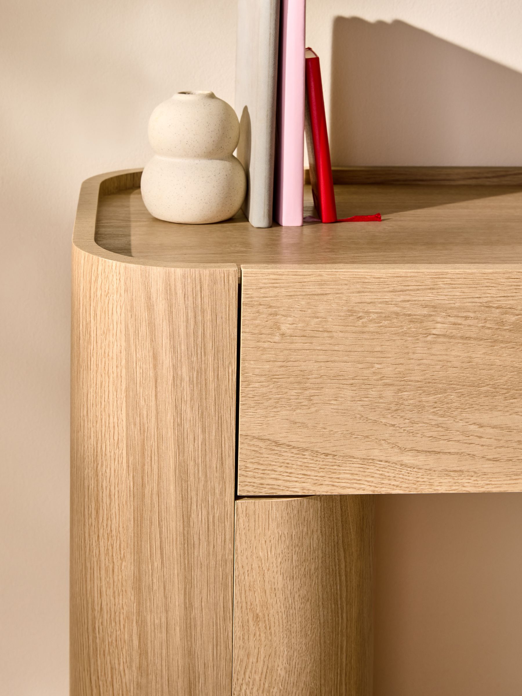 Kain 2 Drawer Console Dressing Table in Light Oak Effect - Image 5 of 7