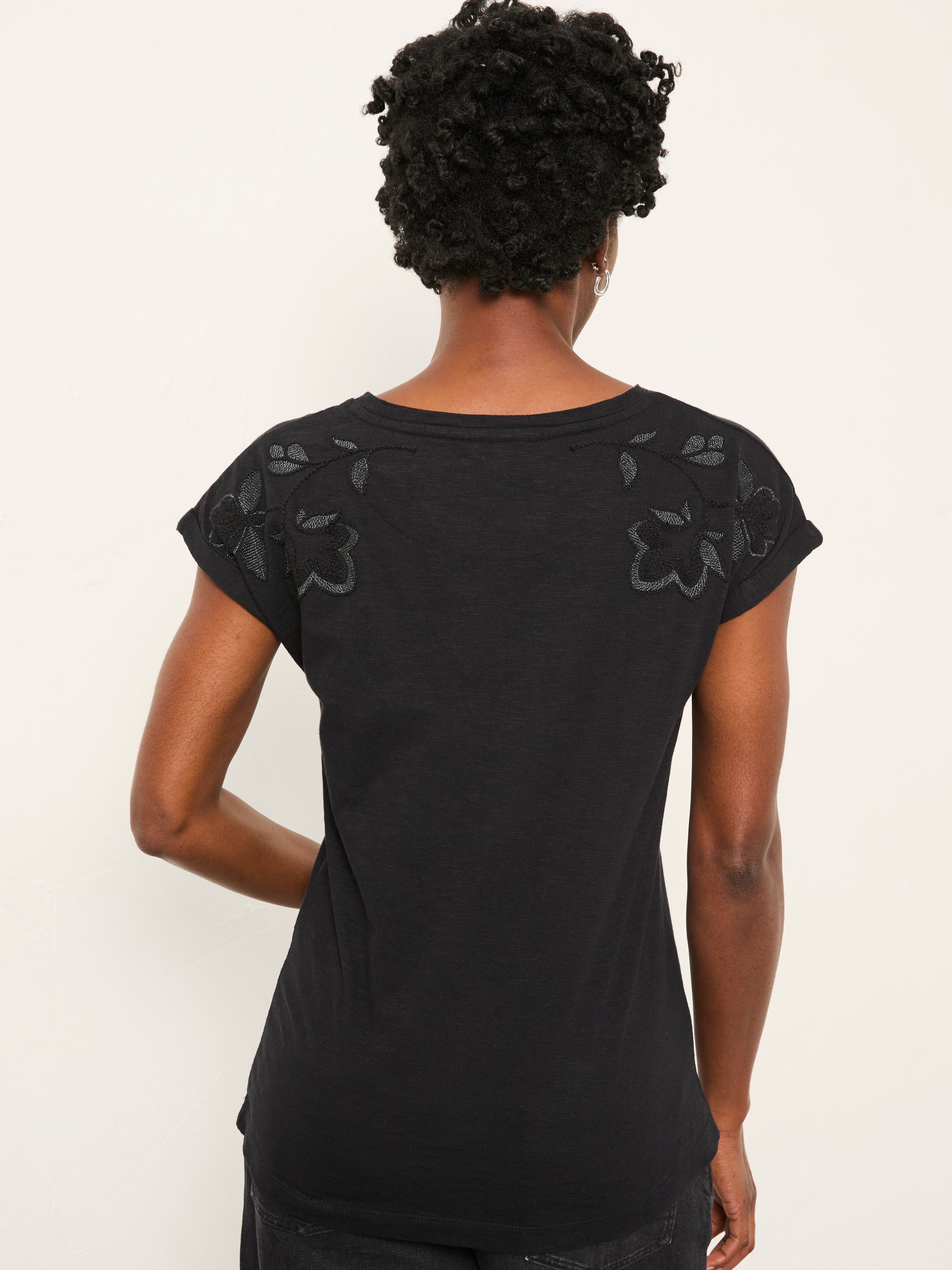Ivy Black Embroidered T Shirt - Image 2 of 6 Ivy Black Embroidered T Shirt - Image 2 of 6