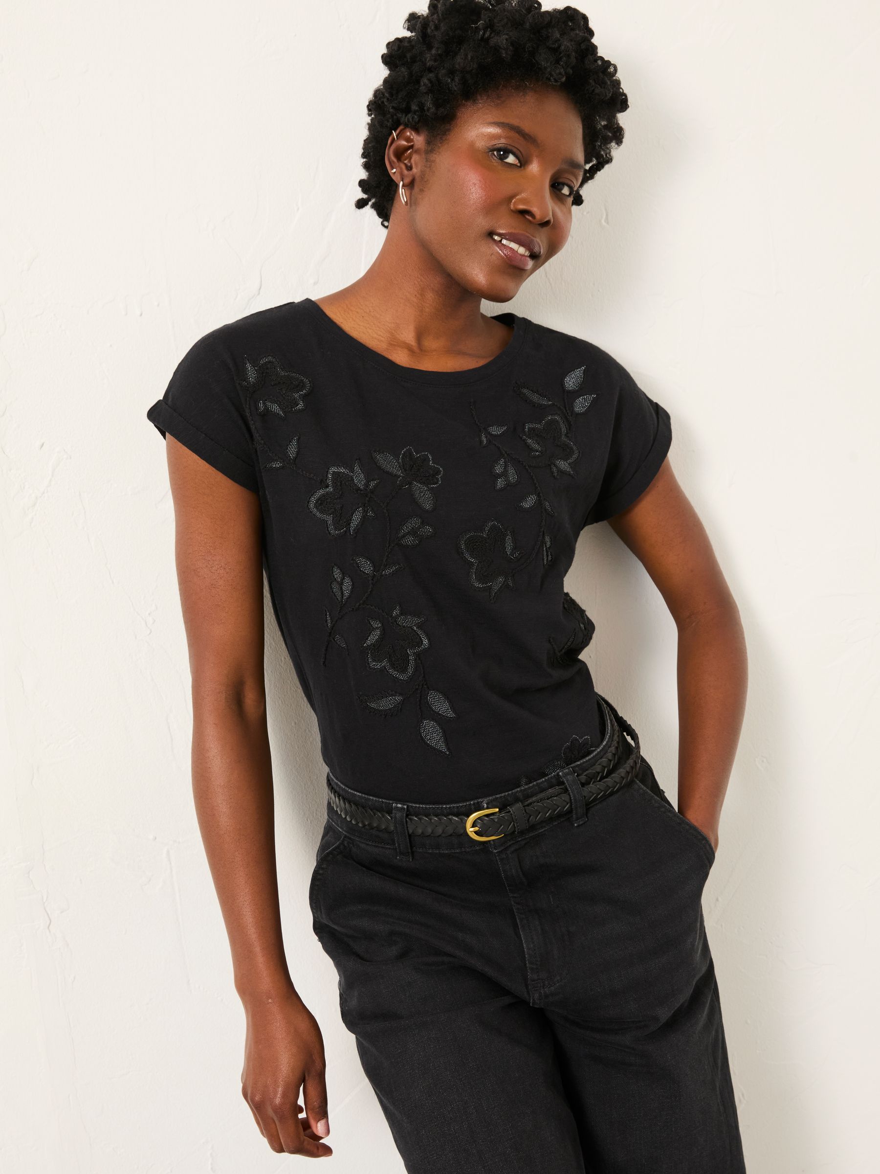 Ivy Black Embroidered T Shirt - Image 3 of 6