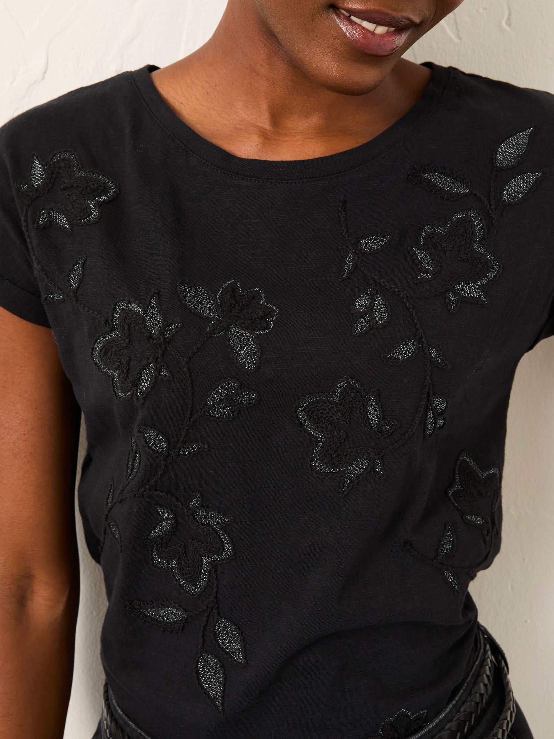 Ivy Black Embroidered T Shirt - Image 4 of 6