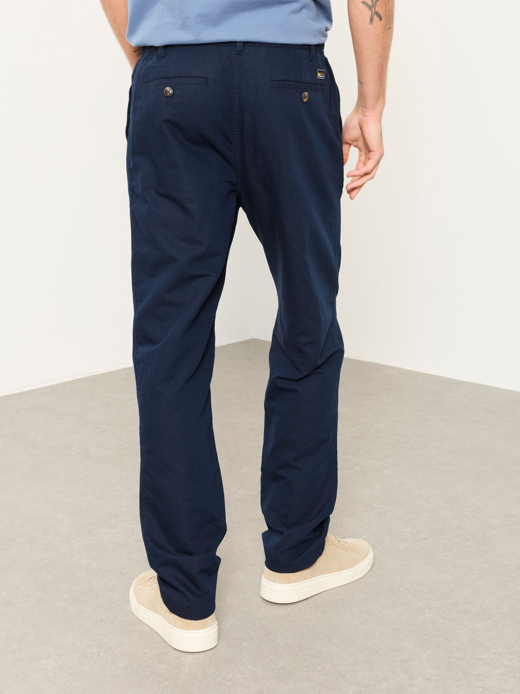 Hayle Navy Linen Cotton Trousers - Image 2 of 6
